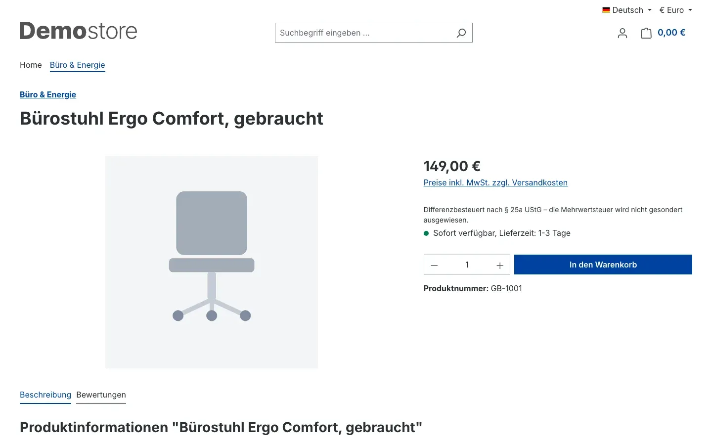 Hinweis auf der Artikelseite
