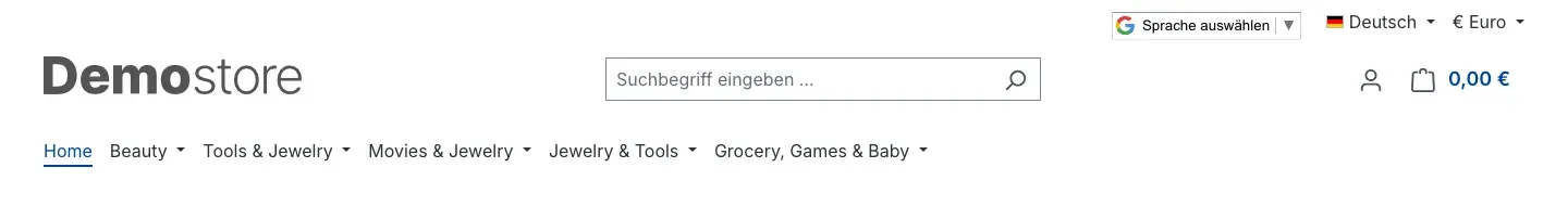 Das Auswahlfeld in der Top-Bar