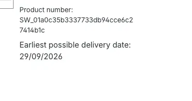 Earliest delivery date on the product