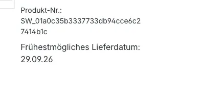 Frühestes Lieferdatum am Artikel