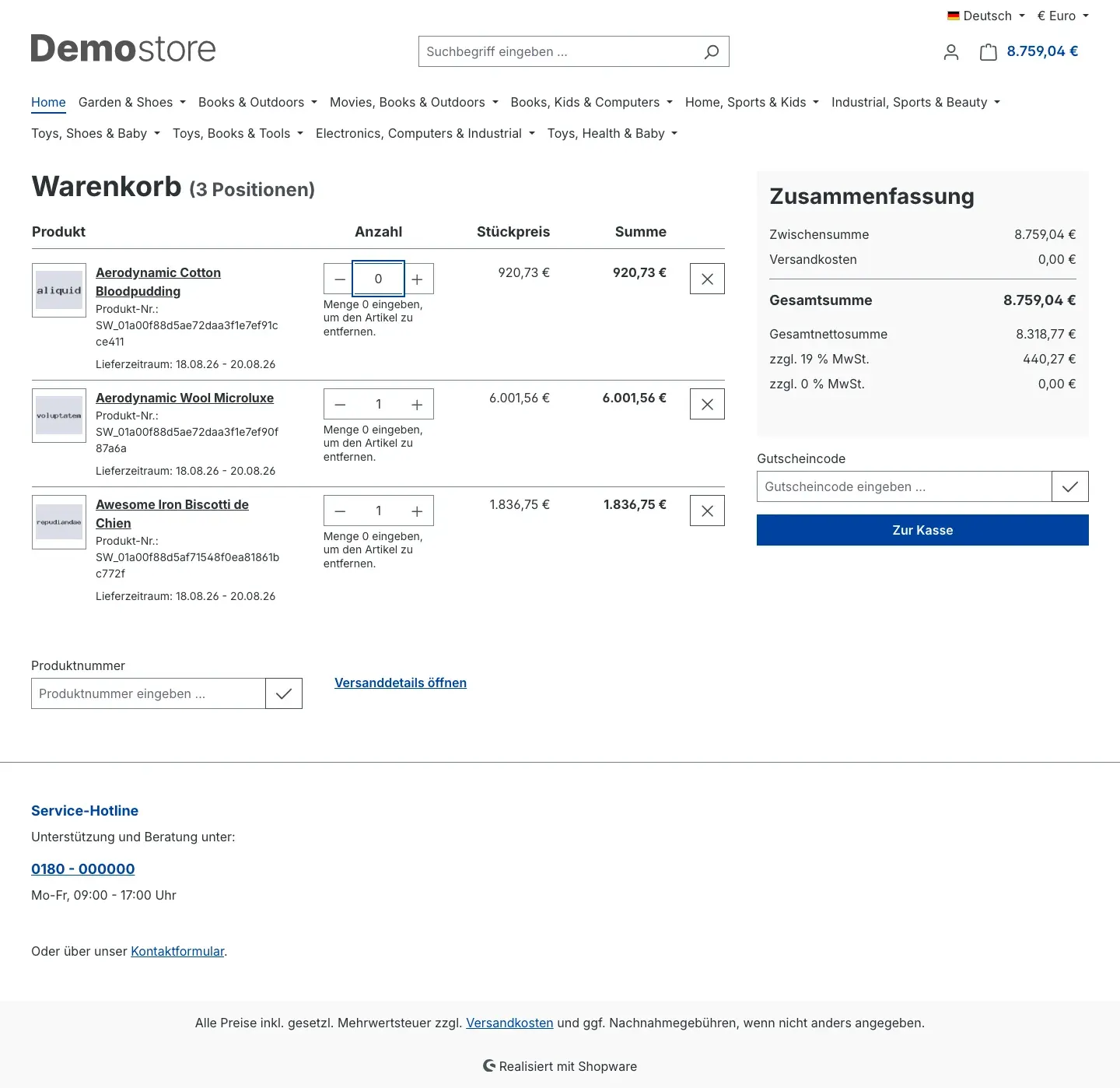 Mengenfeld mit der Menge 0