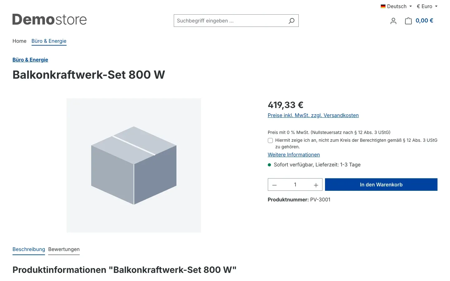 Erklärung auf der Artikelseite