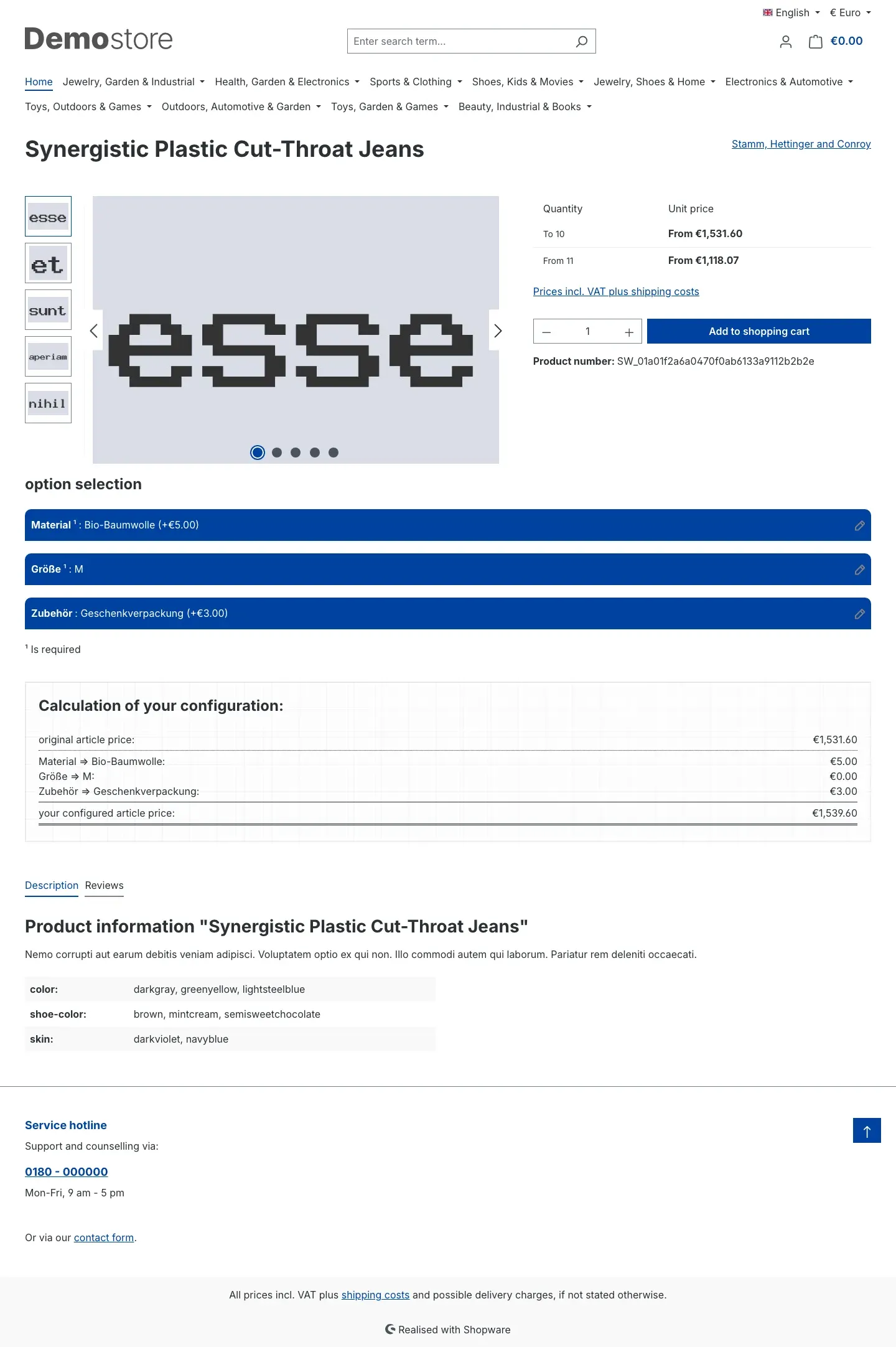Completed configuration with the price overview