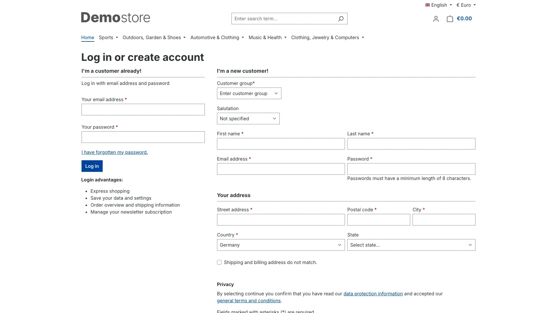 Customer group selection during registration
