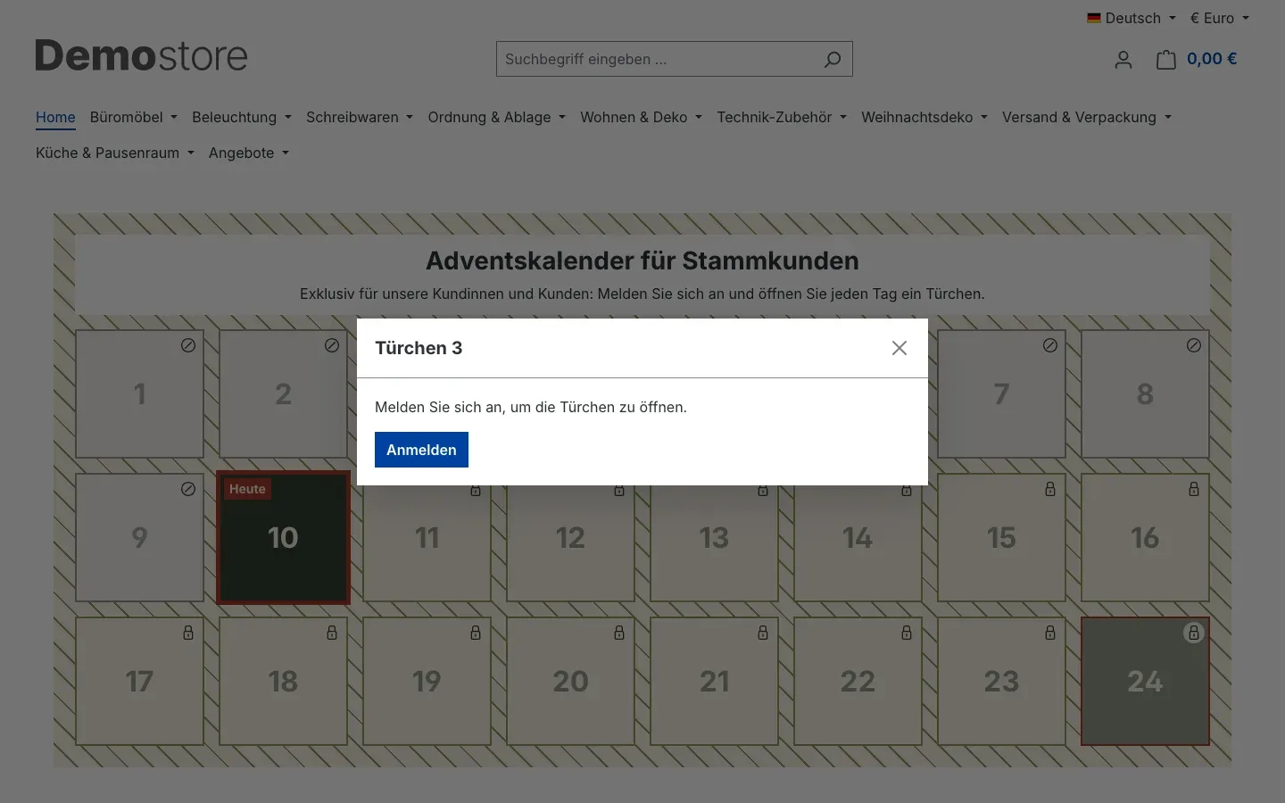 Anmeldehinweis im Kalender