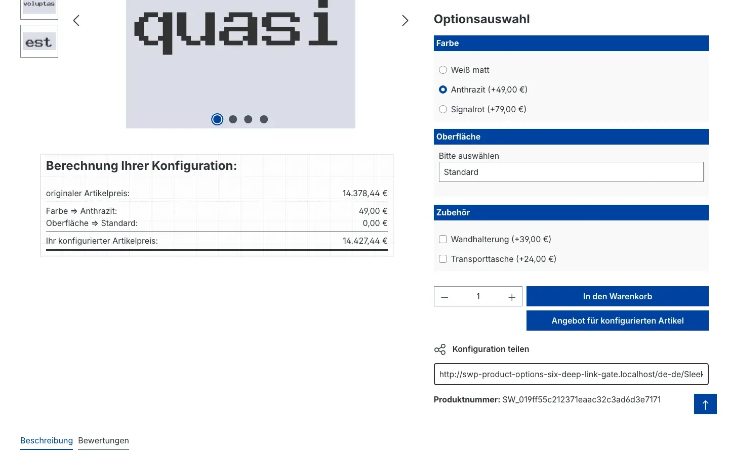 Aufgeklappter Link