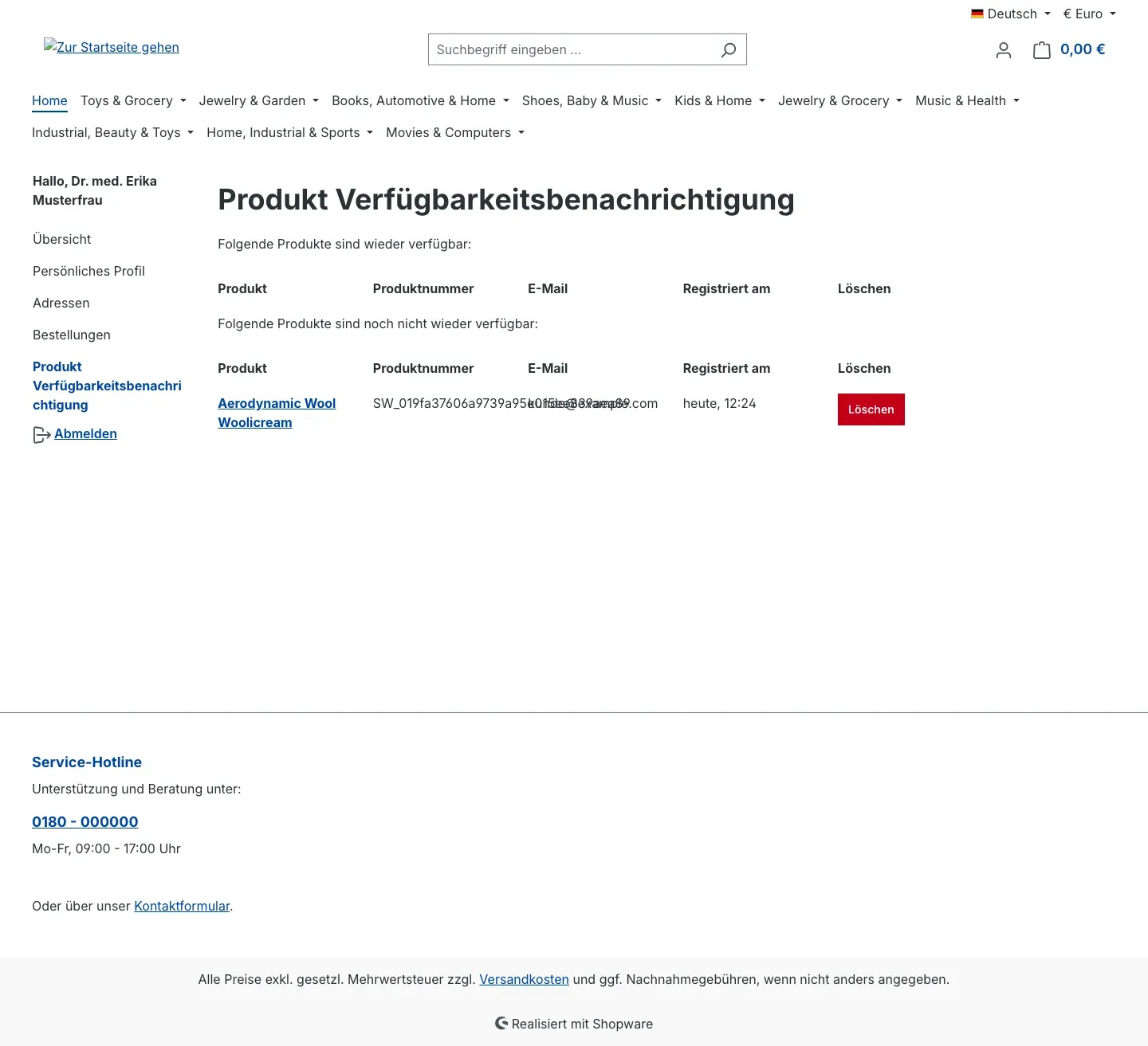 Die Übersicht im Kundenkonto