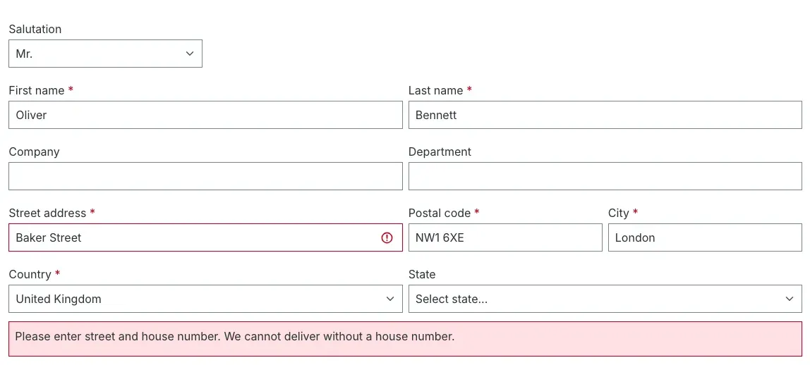 Required mode in the customer account