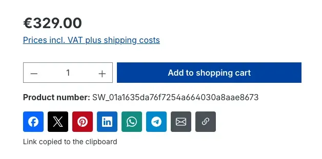 Confirmation after copying the link