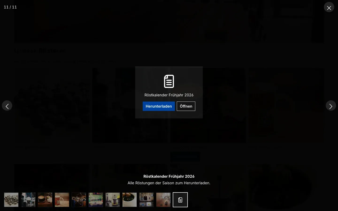 Lightbox mit einem PDF-Dokument