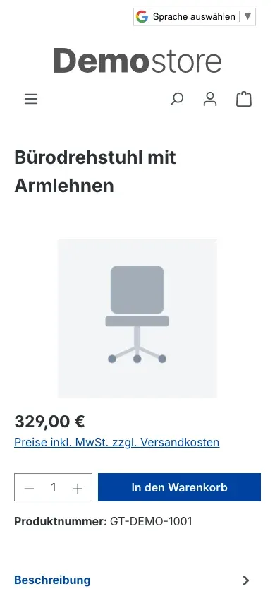 Das Auswahlfeld auf dem Smartphone