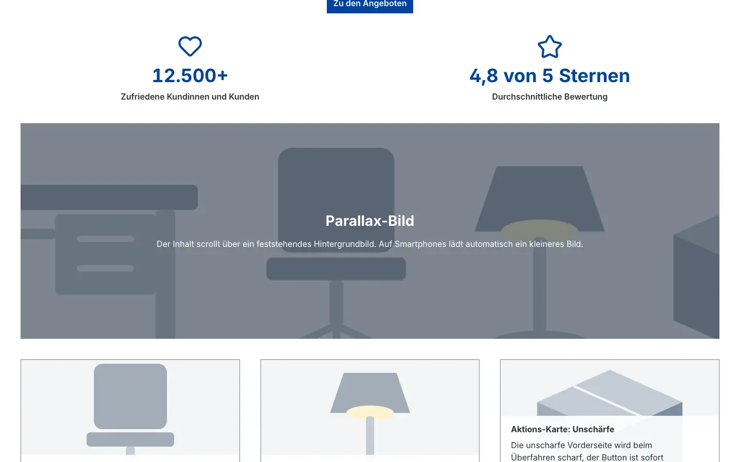 Parallax-Bild mit Überlagerung und Text