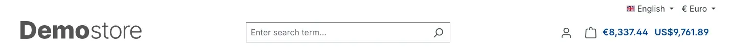 Cart total in the header