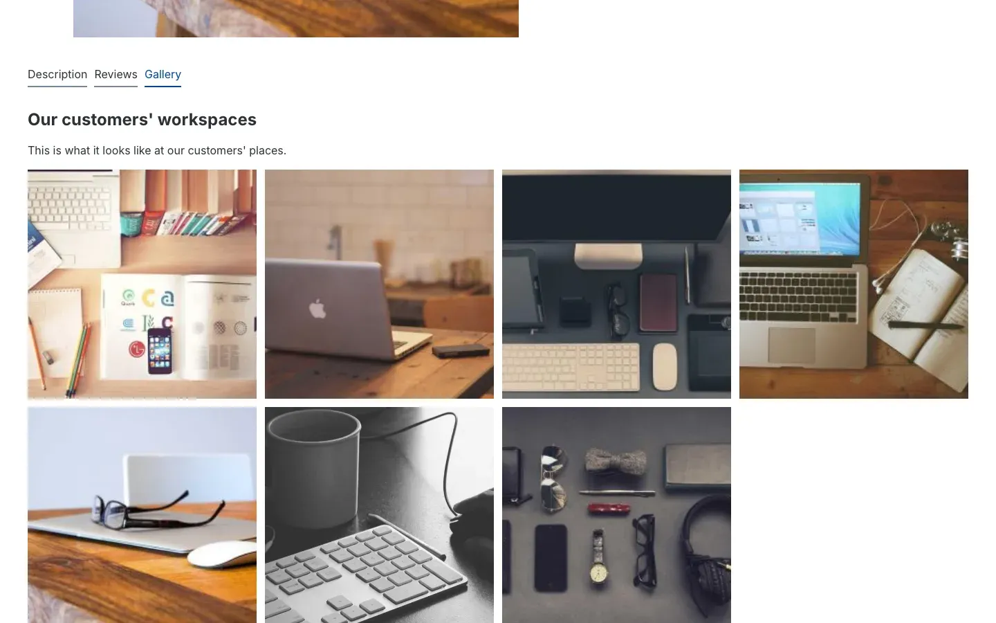 Gallery as its own tab on the product page