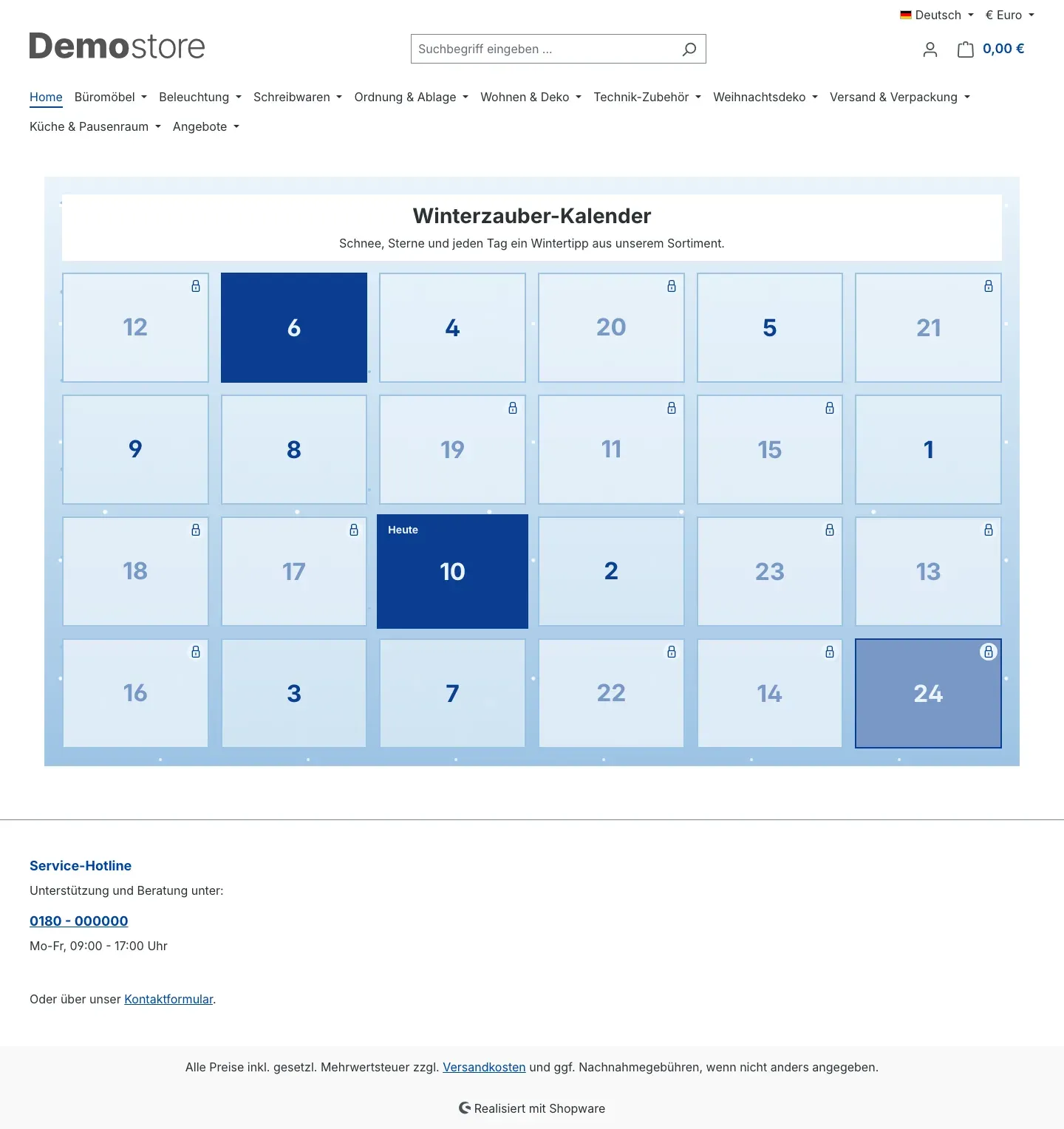 Kalender mit der Vorlage Winter