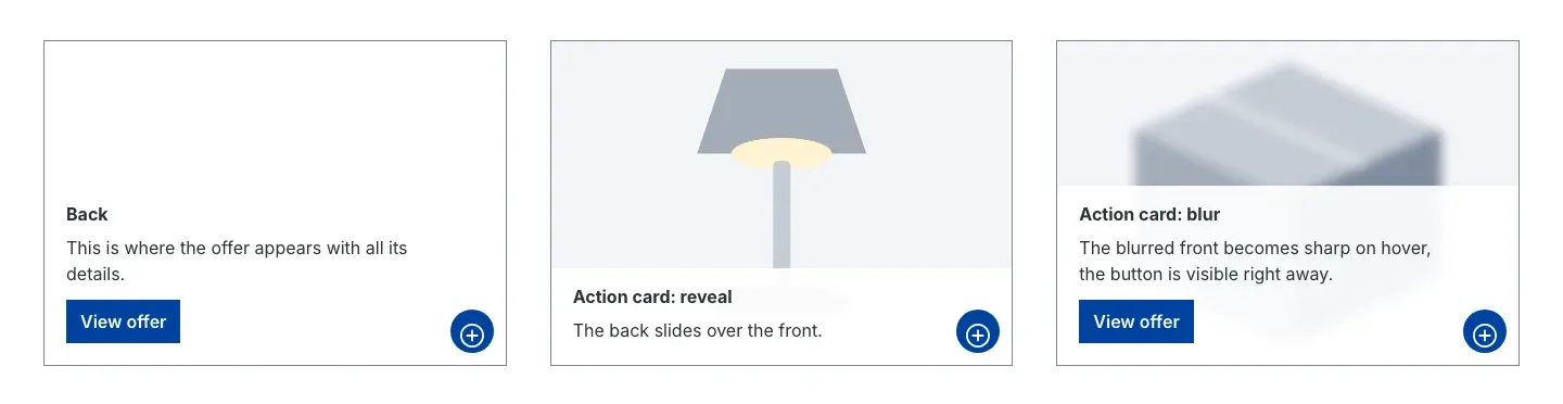 Action card “flip” on mouse hover