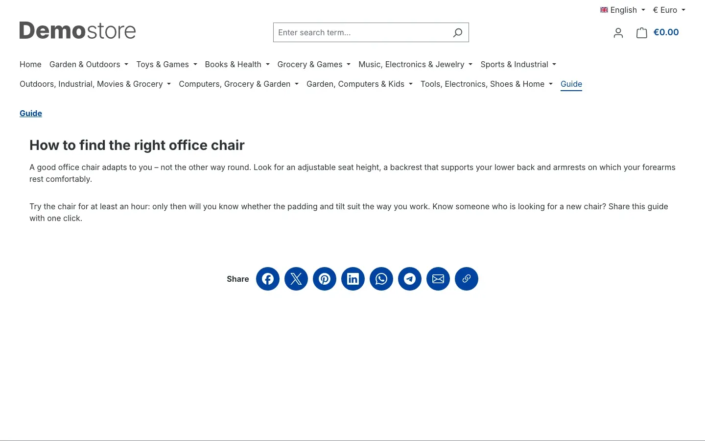 Element on a shop page