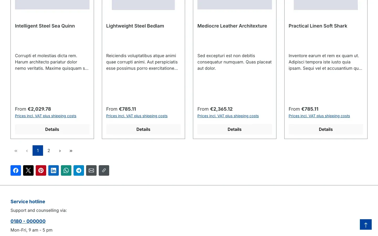 Buttons on a category page