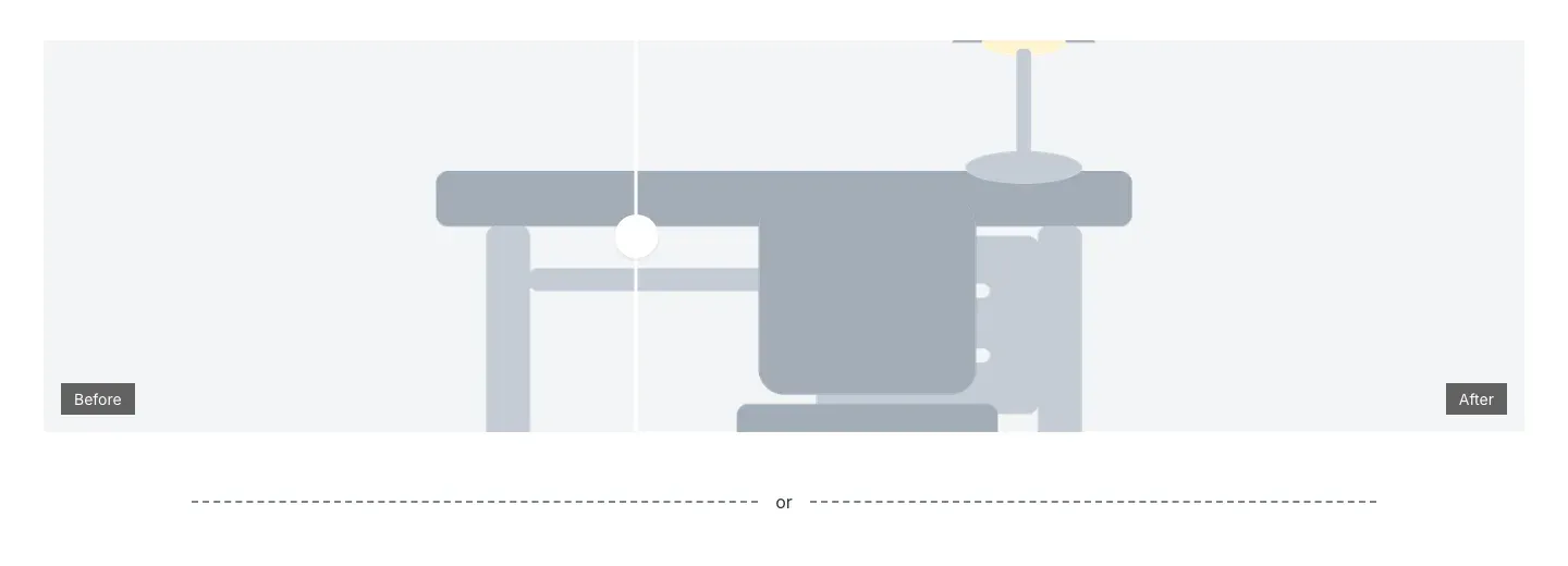 Image comparison before/after and a divider with text below