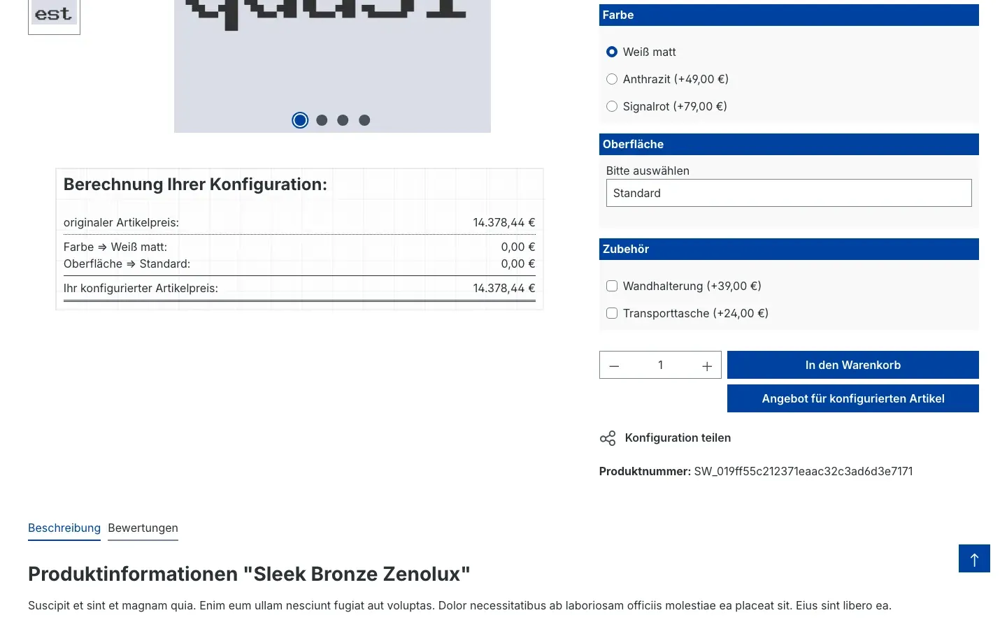 Angebots-Button auf der Produktseite