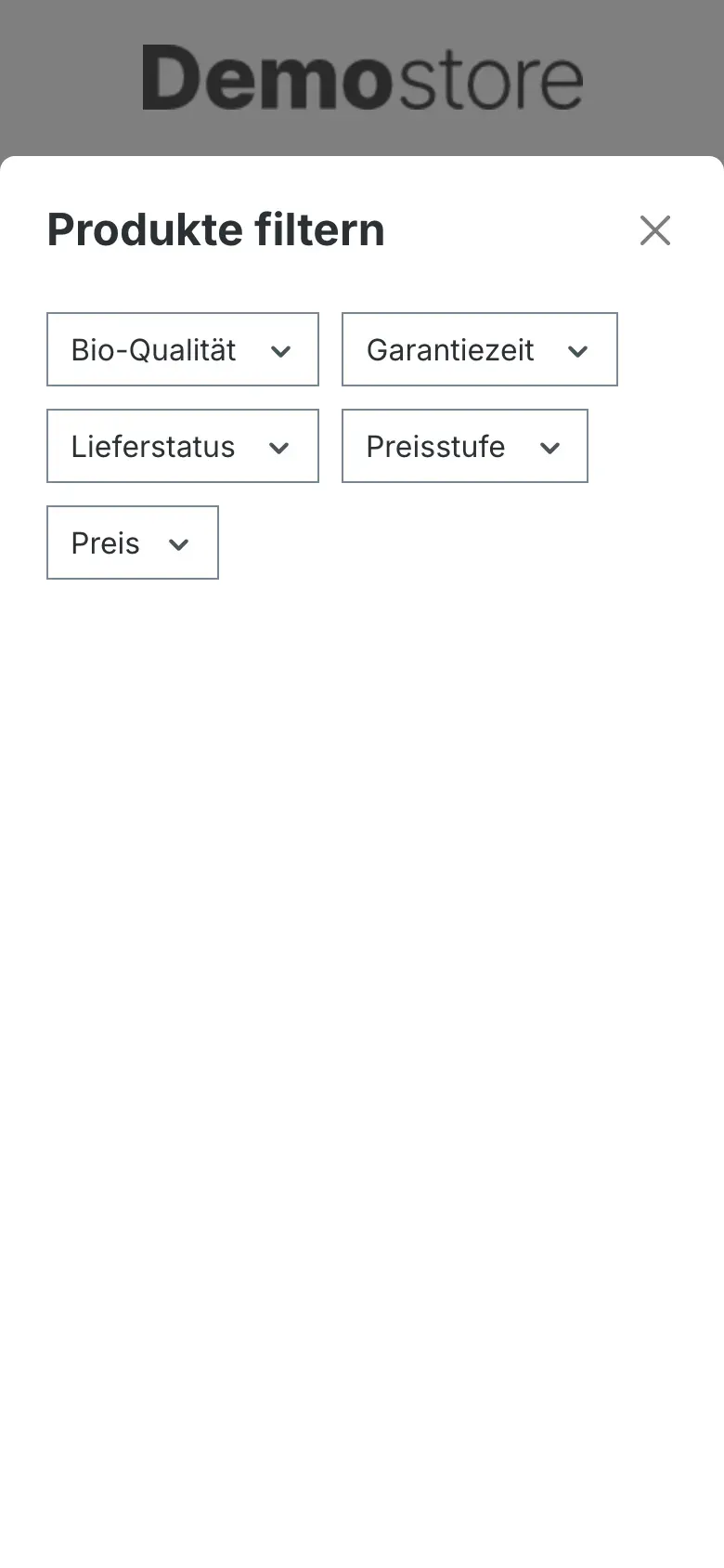 Das mobile Filter-Fenster