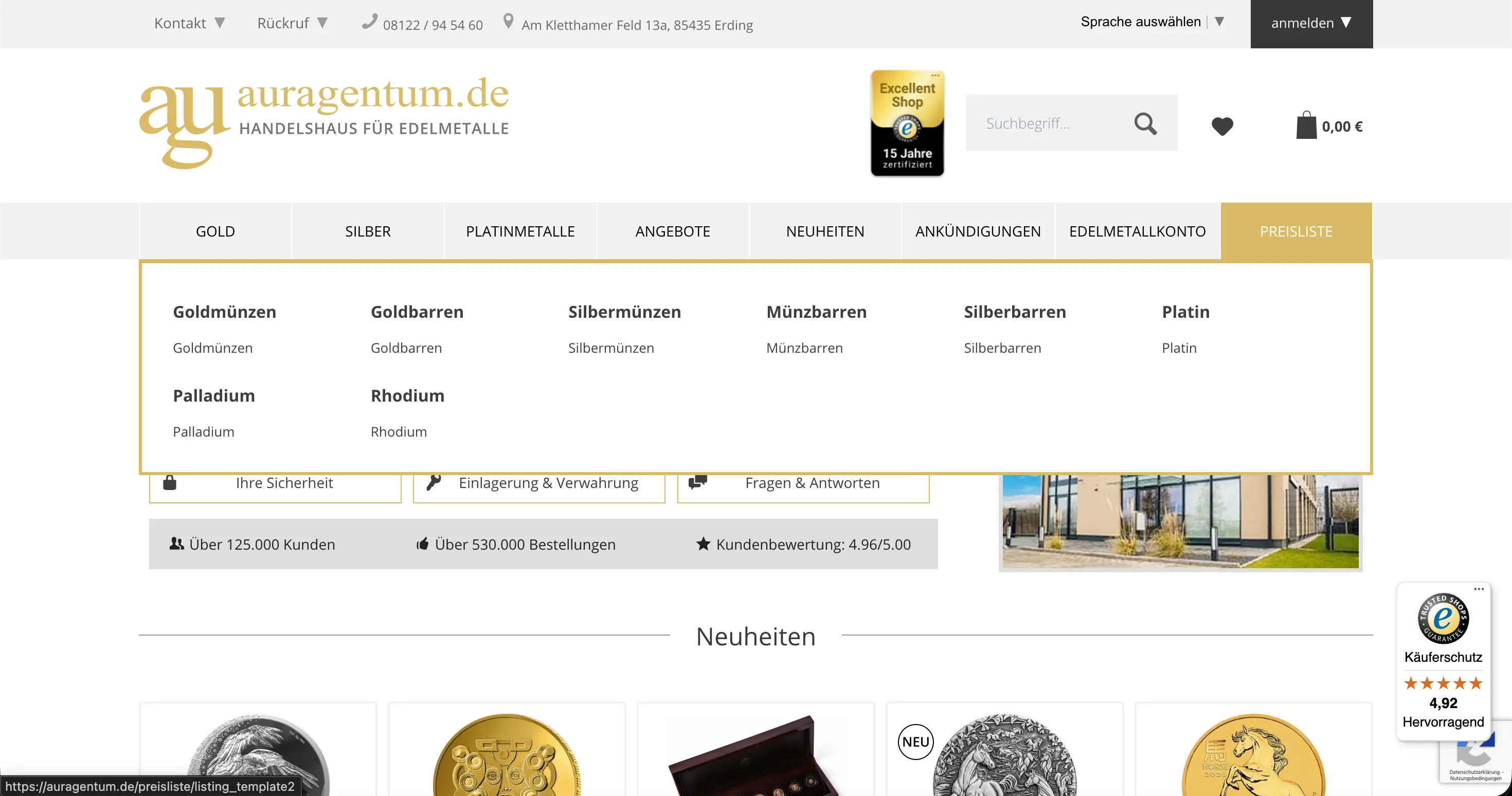 Onlineshop von Auragentum