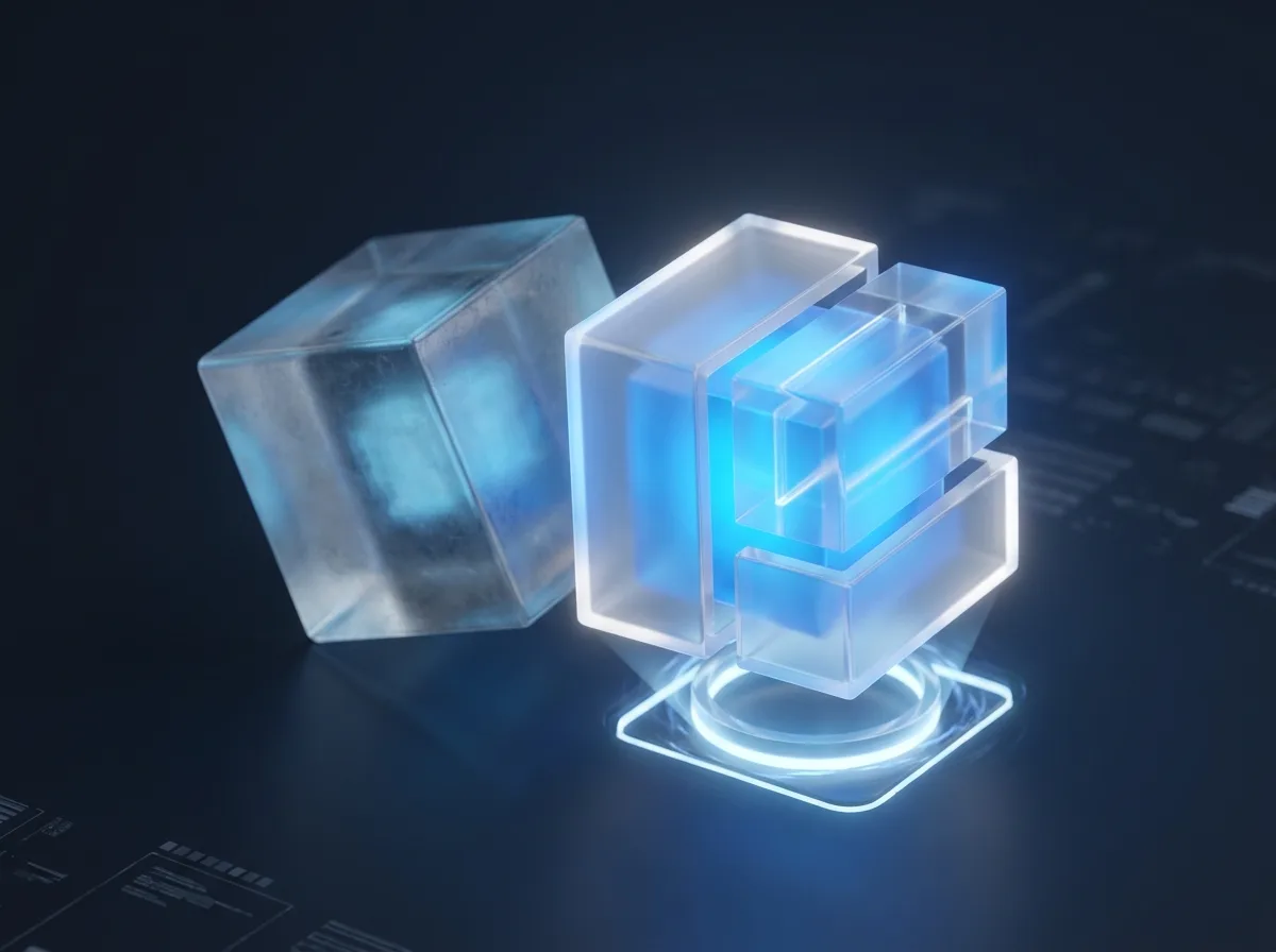 Abstrakte, gebrandete Visualisierung zum Thema „Plugin-Ablösung & Entwicklung“