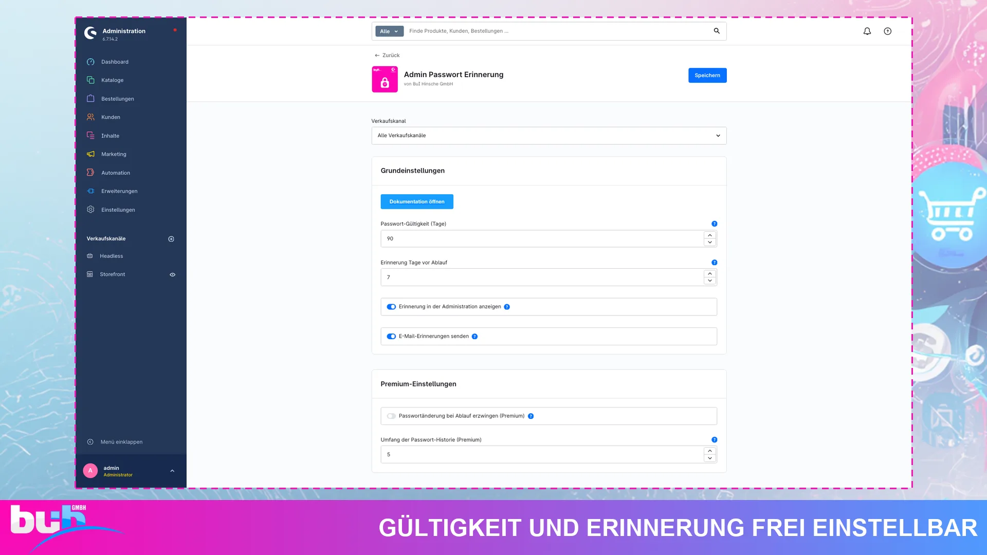 Admin Passwort Erinnerung Backend Sicherheit | Passwörter regelmäßig erneuern. Screenshot 2