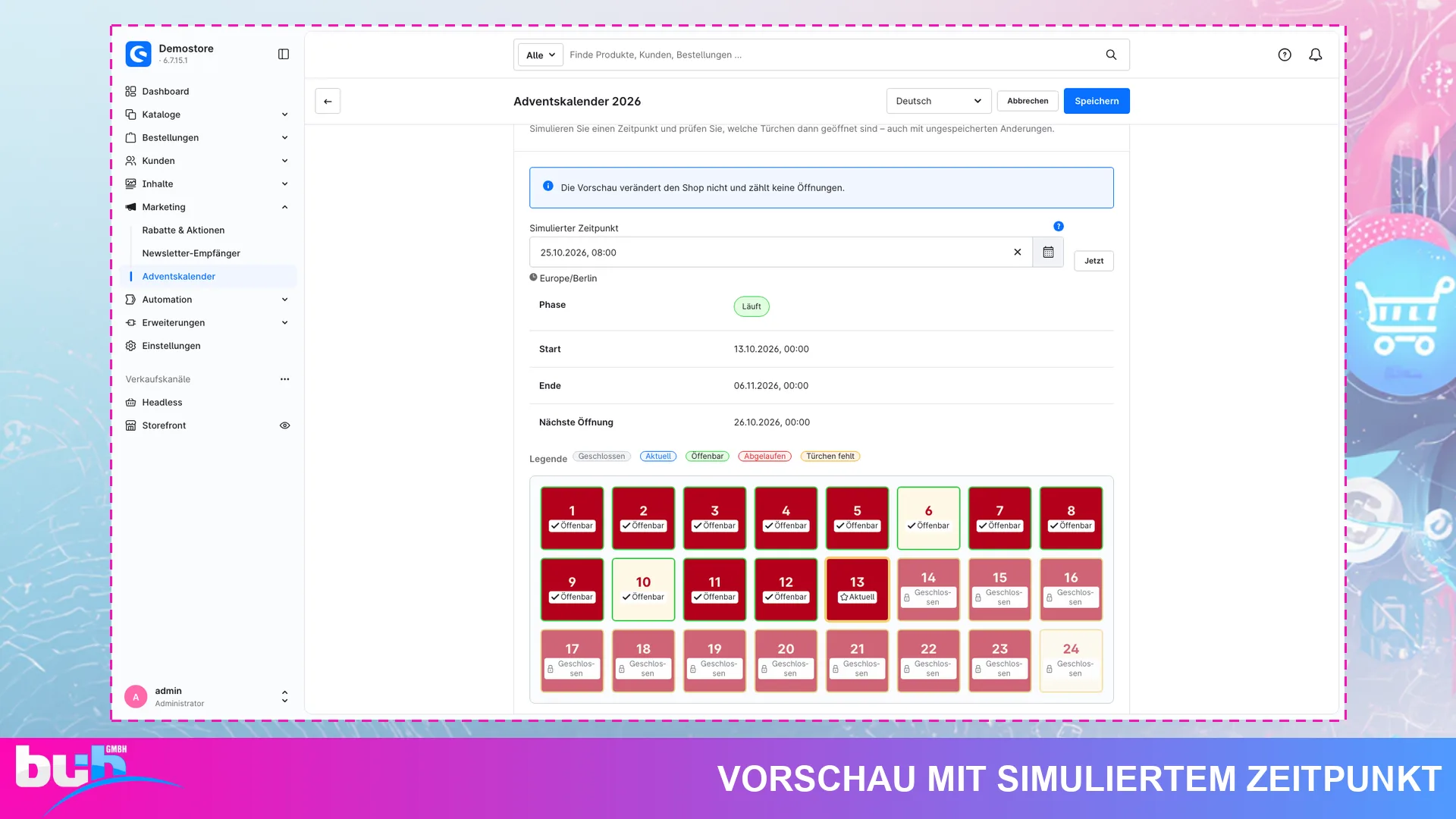 Adventskalender Weihnachtskalender | Kalender mit Gutscheinen ohne Cache leeren. Screenshot 16
