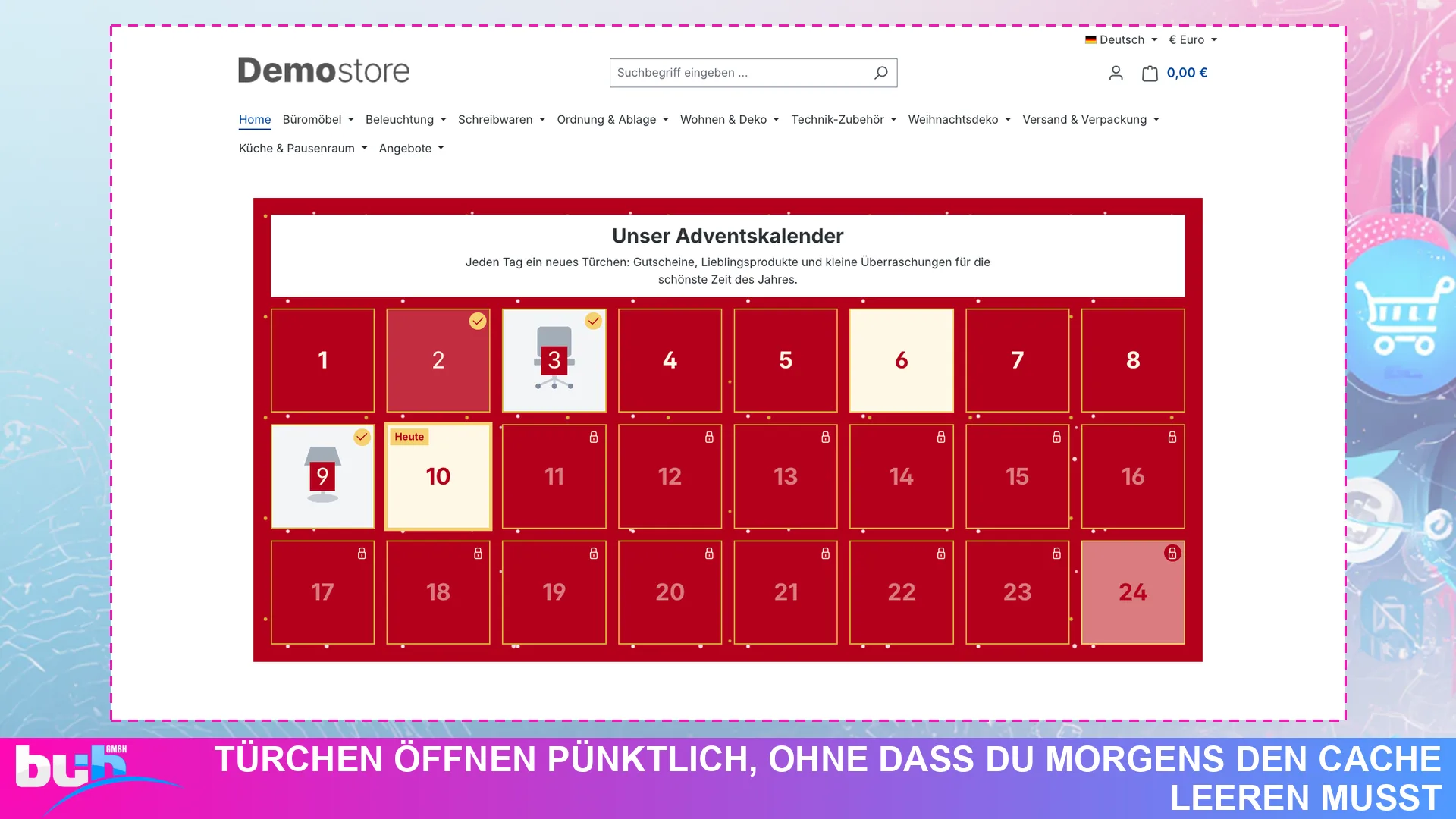 Adventskalender Weihnachtskalender | Kalender mit Gutscheinen ohne Cache leeren. Screenshot 2
