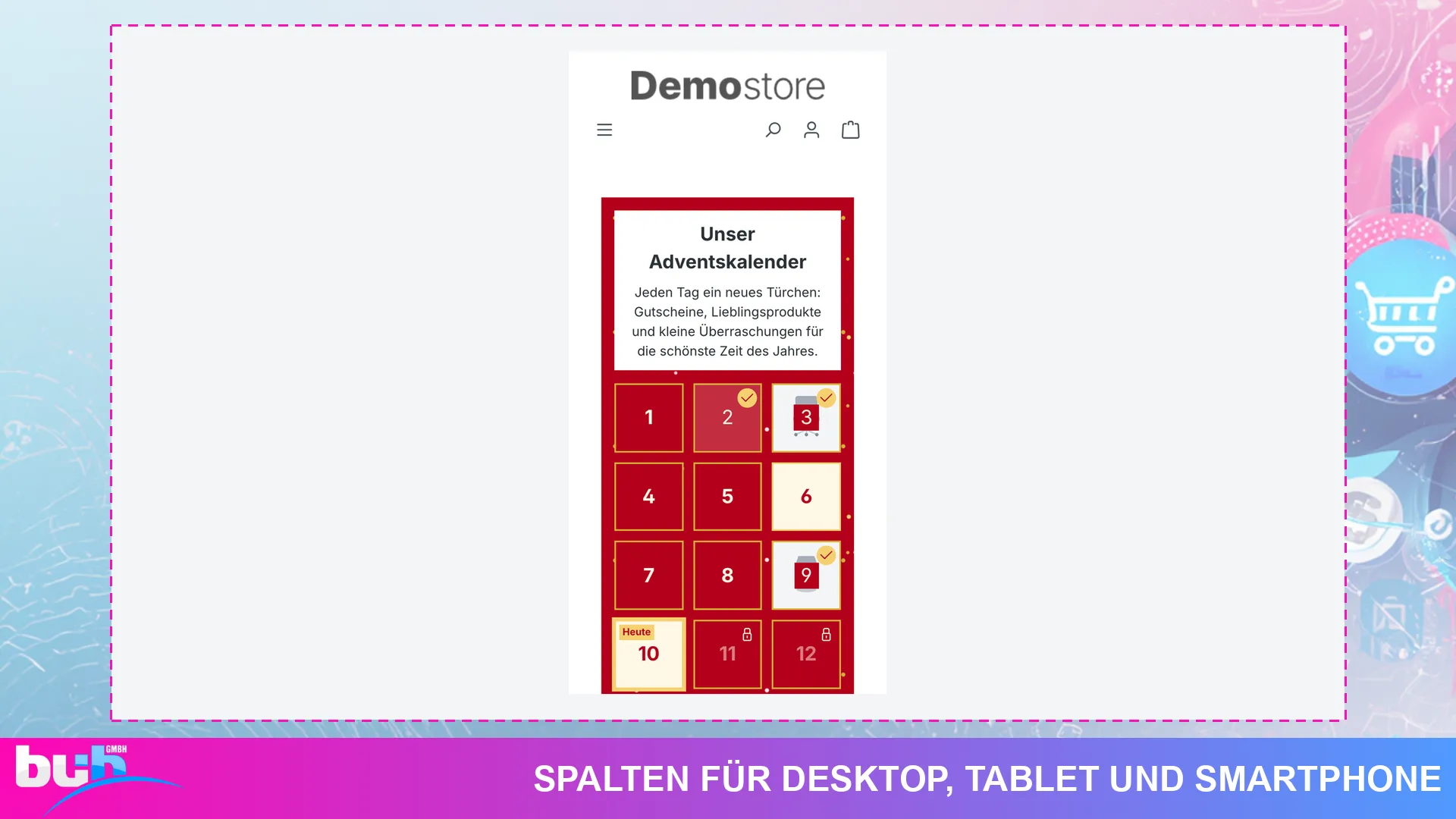 Adventskalender Weihnachtskalender | Kalender mit Gutscheinen ohne Cache leeren. Screenshot 20