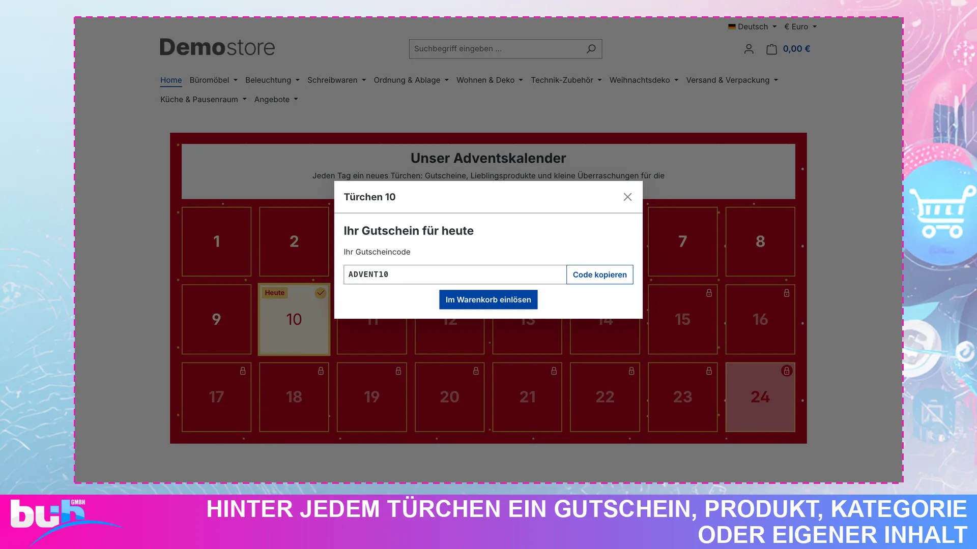 Adventskalender Weihnachtskalender | Kalender mit Gutscheinen ohne Cache leeren. Screenshot 3