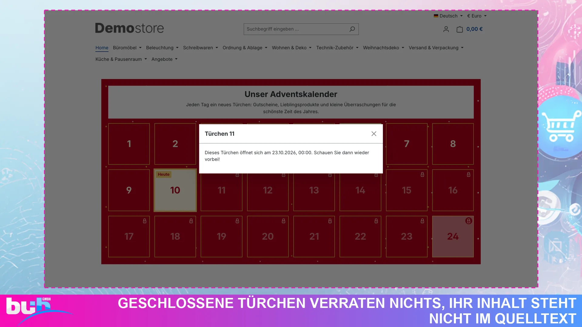 Adventskalender Weihnachtskalender | Kalender mit Gutscheinen ohne Cache leeren. Screenshot 6