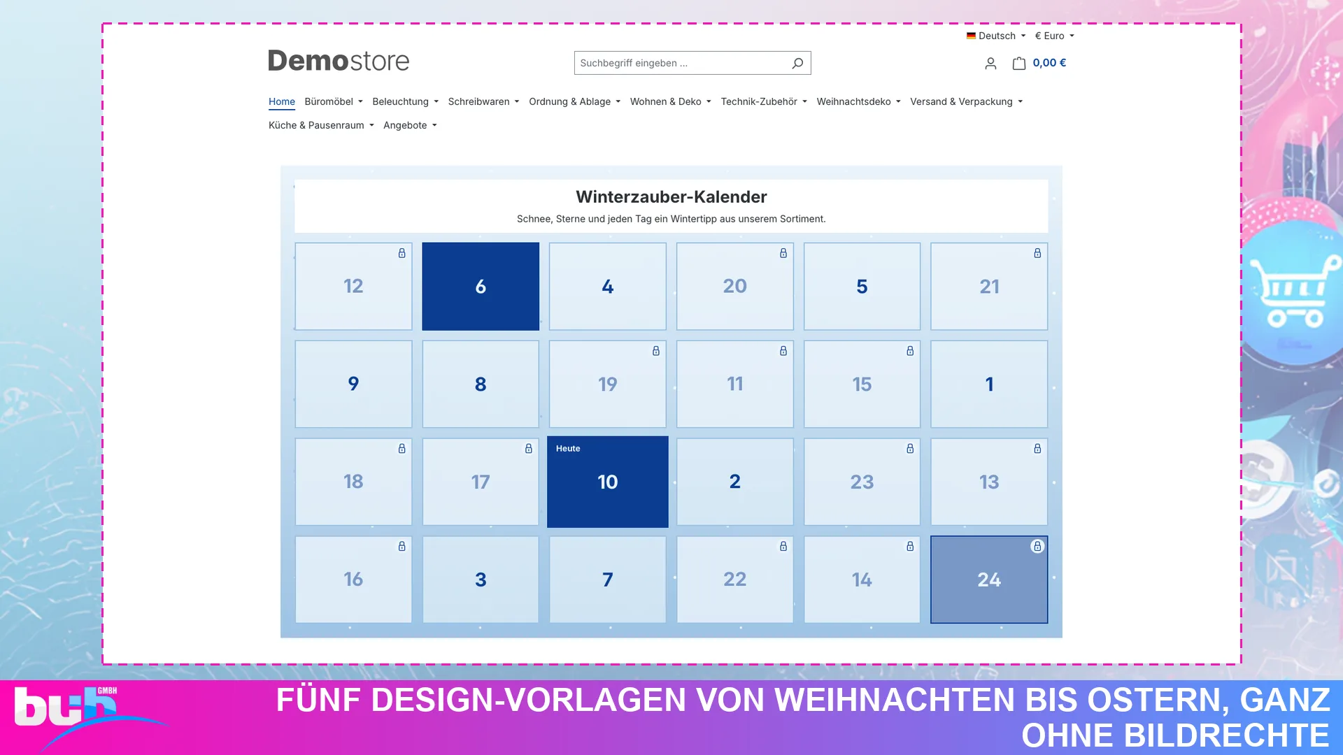 Adventskalender Weihnachtskalender | Kalender mit Gutscheinen ohne Cache leeren. Screenshot 7