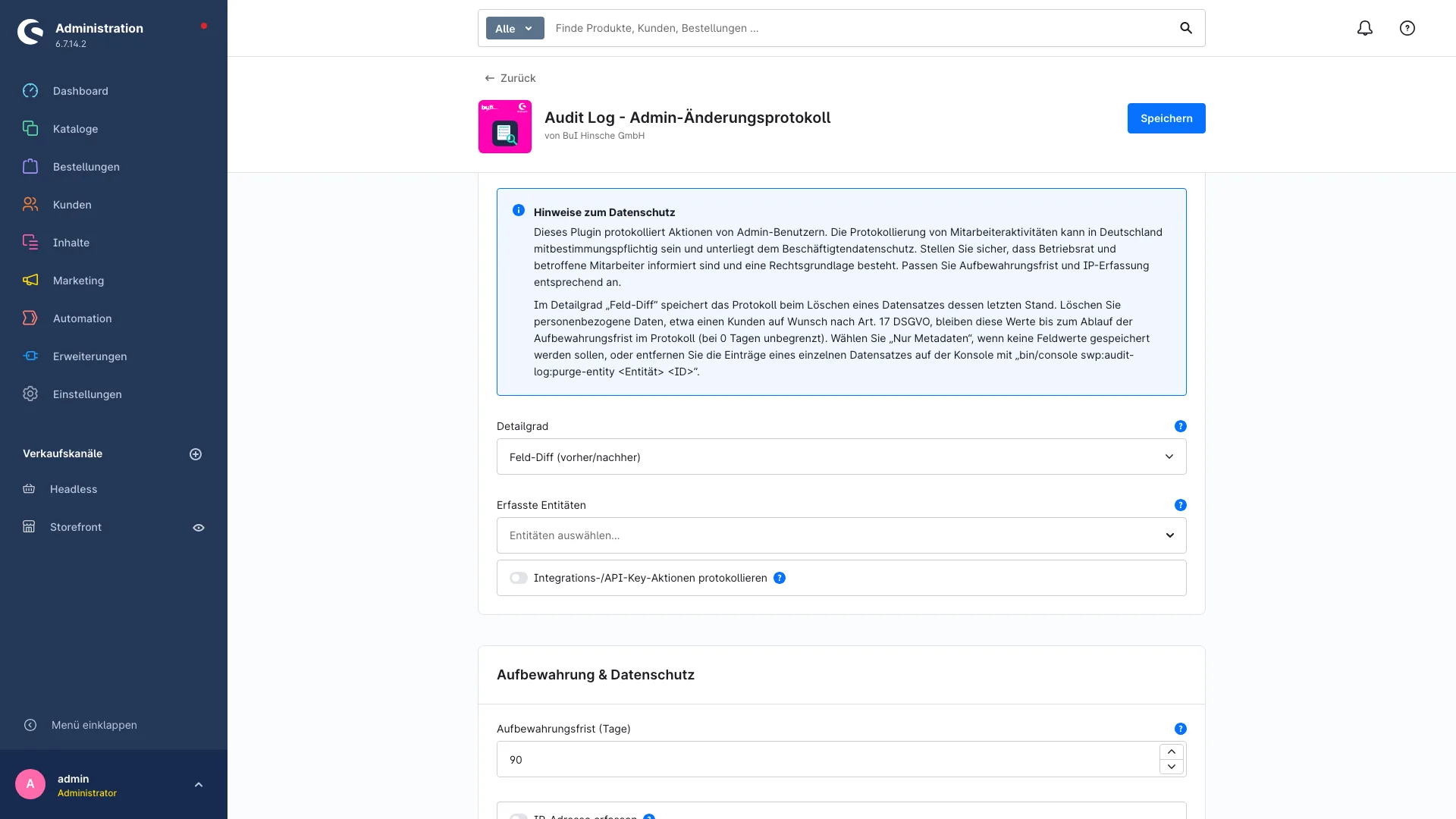 Audit Log Änderungsprotokoll | Admin Protokoll macht Änderungen sichtbar. Screenshot 1