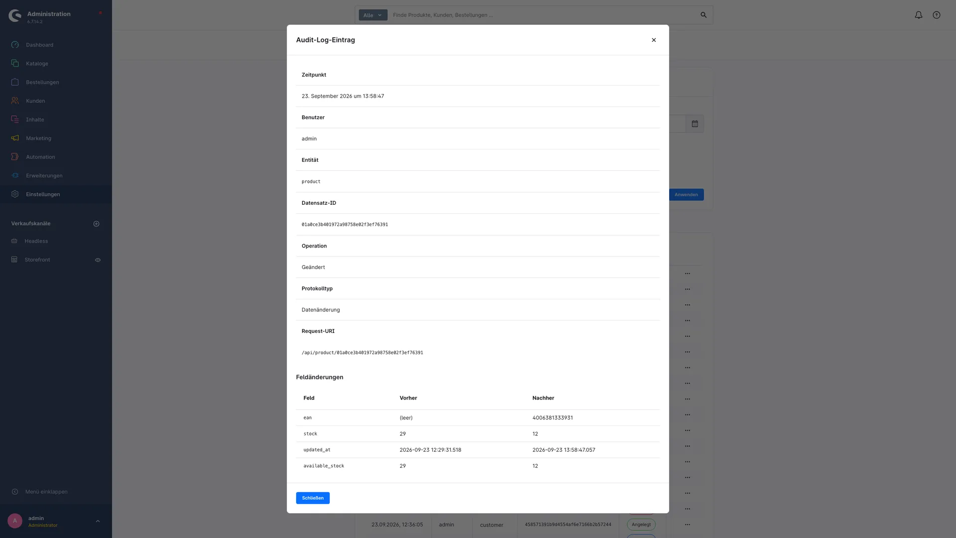 Audit Log Änderungsprotokoll | Admin Protokoll macht Änderungen sichtbar. Screenshot 3