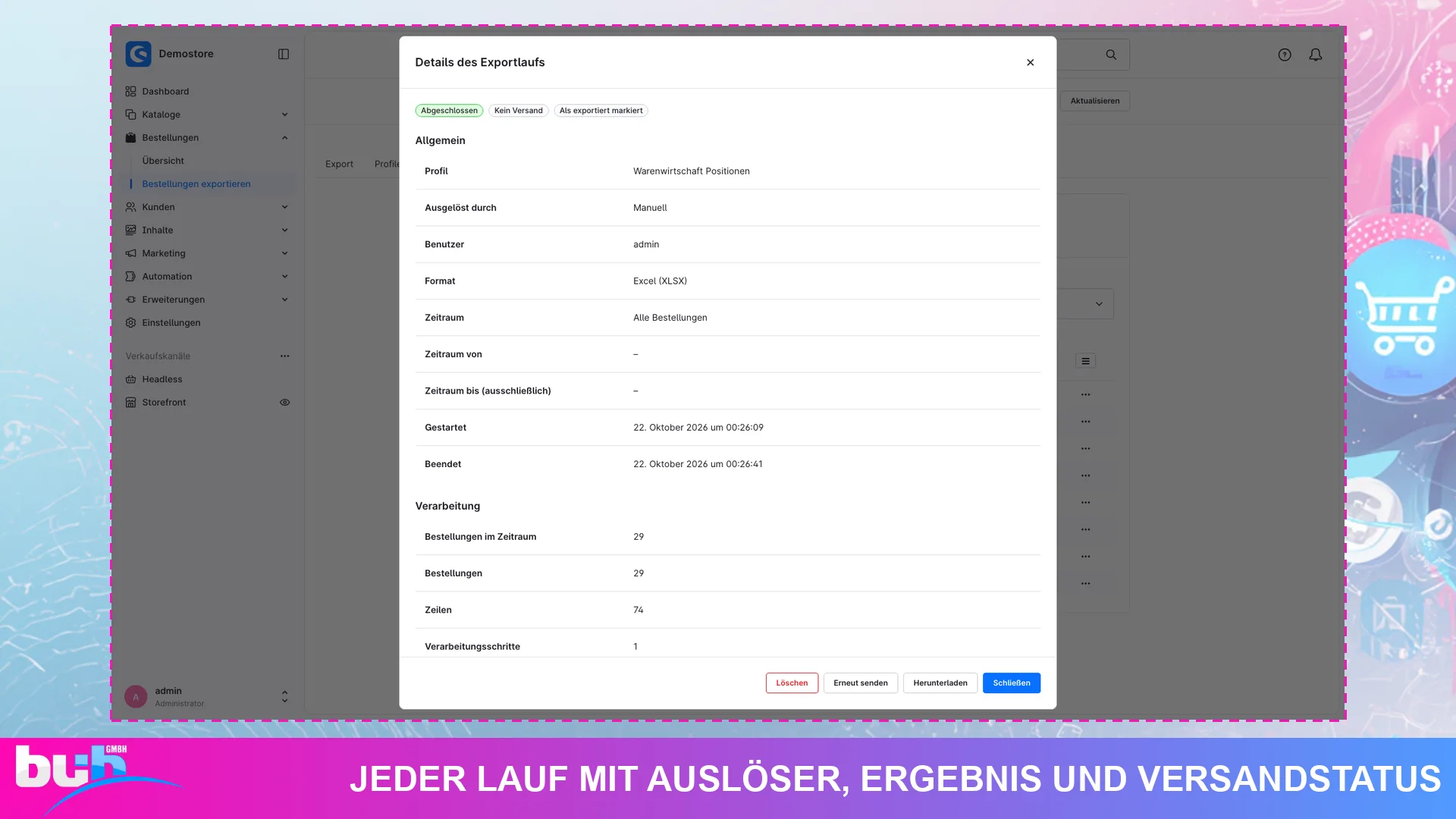 Bestellexport CSV Excel XML JSON Export | Bestellungen automatisch exportieren. Screenshot 13
