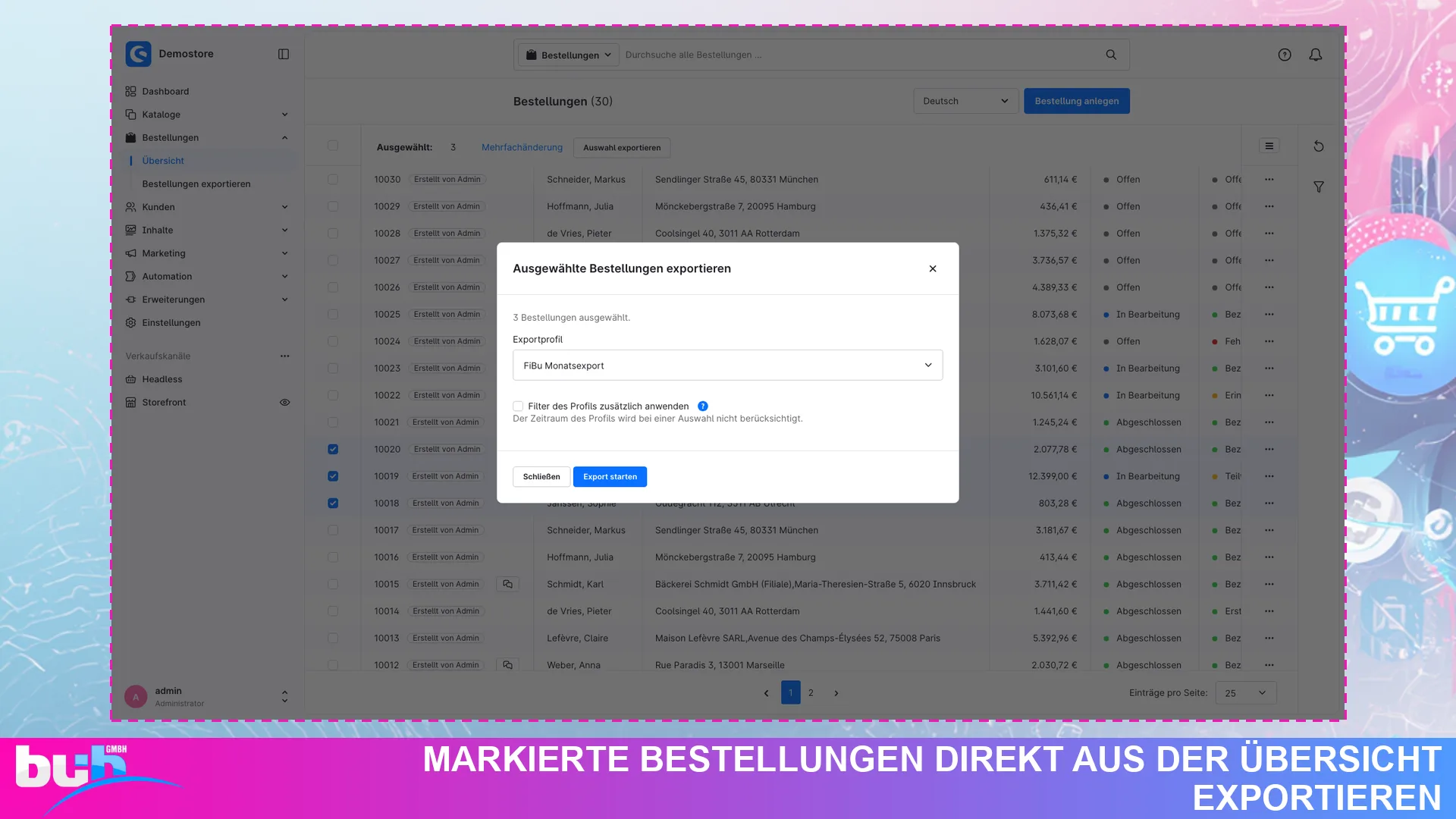 Bestellexport CSV Excel XML JSON Export | Bestellungen automatisch exportieren. Screenshot 14