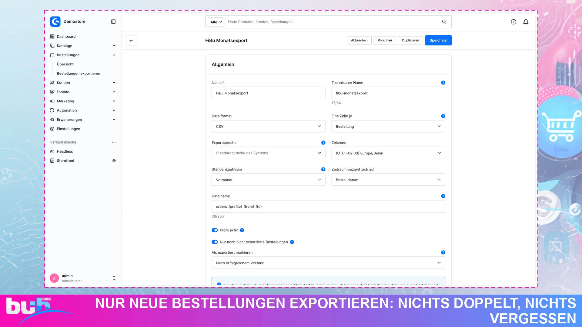 Bestellexport CSV Excel XML JSON Export | Bestellungen automatisch exportieren. Screenshot 4