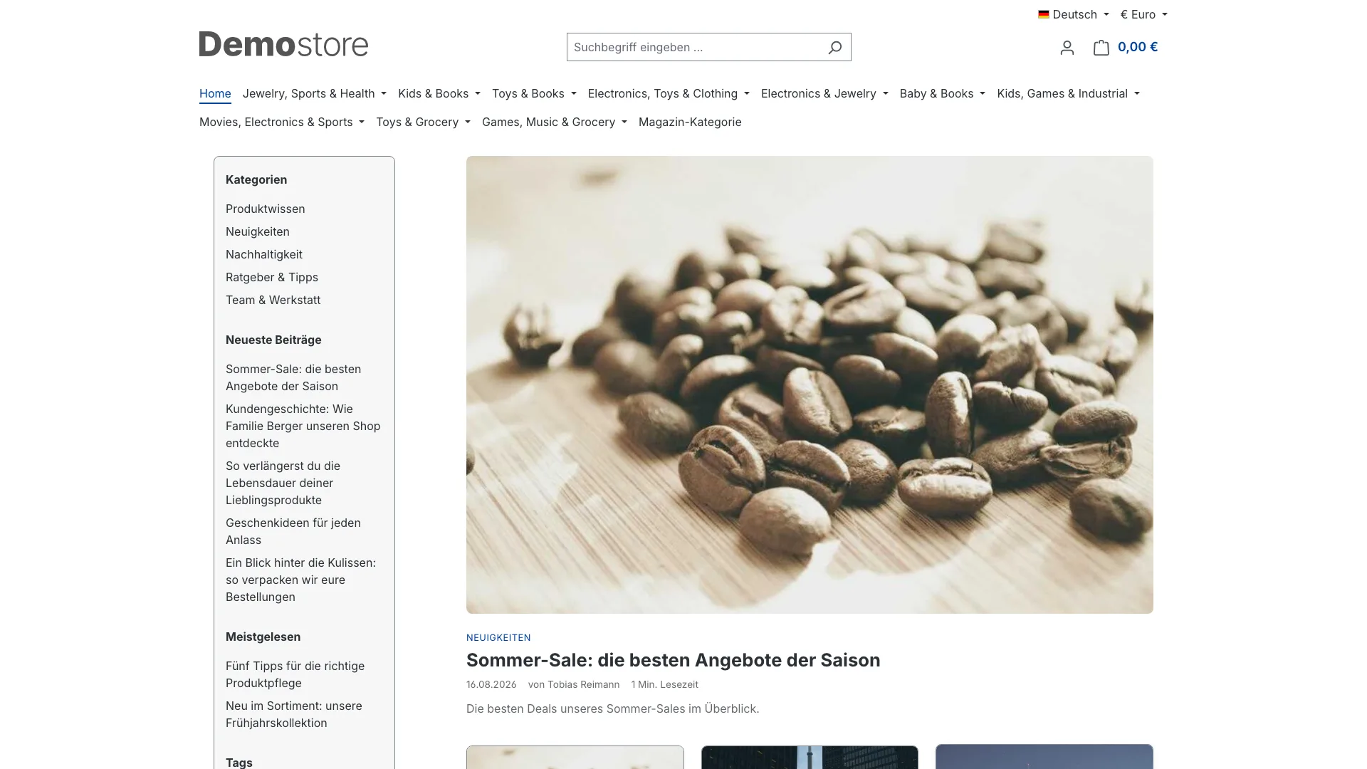 Blog für Shopware 6: Ratgeber im Shop, verknüpft mit Produkten. Screenshot 1