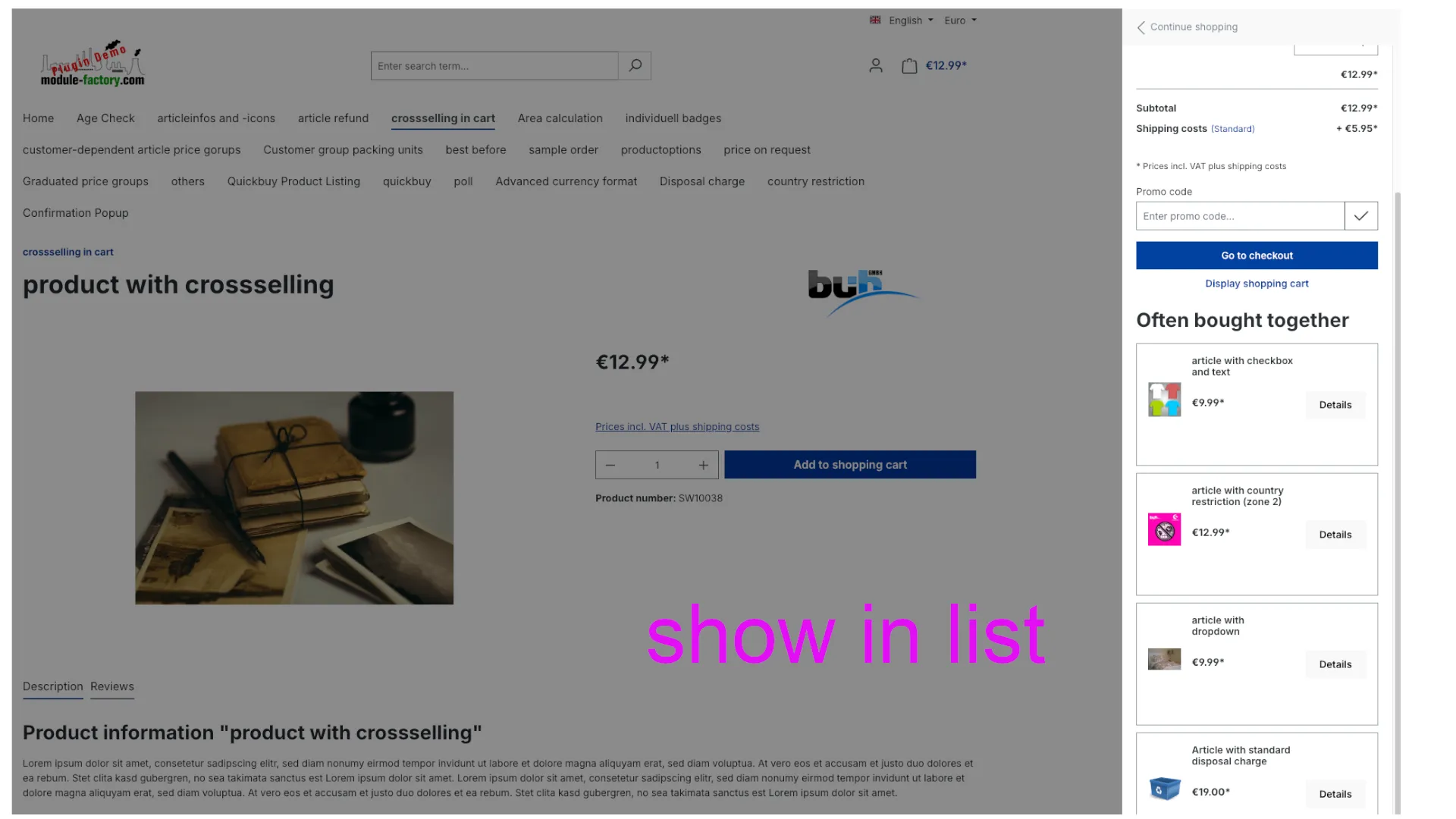 Crosssellingartikel im Warenkorb – Screenshot 5