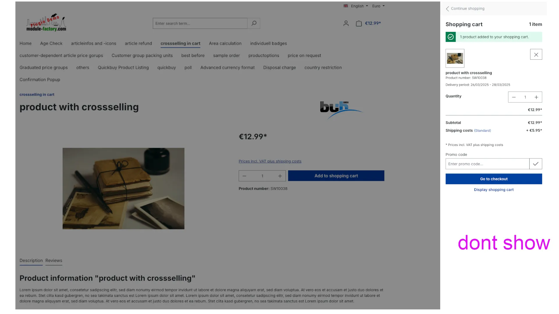 Crosssellingartikel im Warenkorb – Screenshot 6