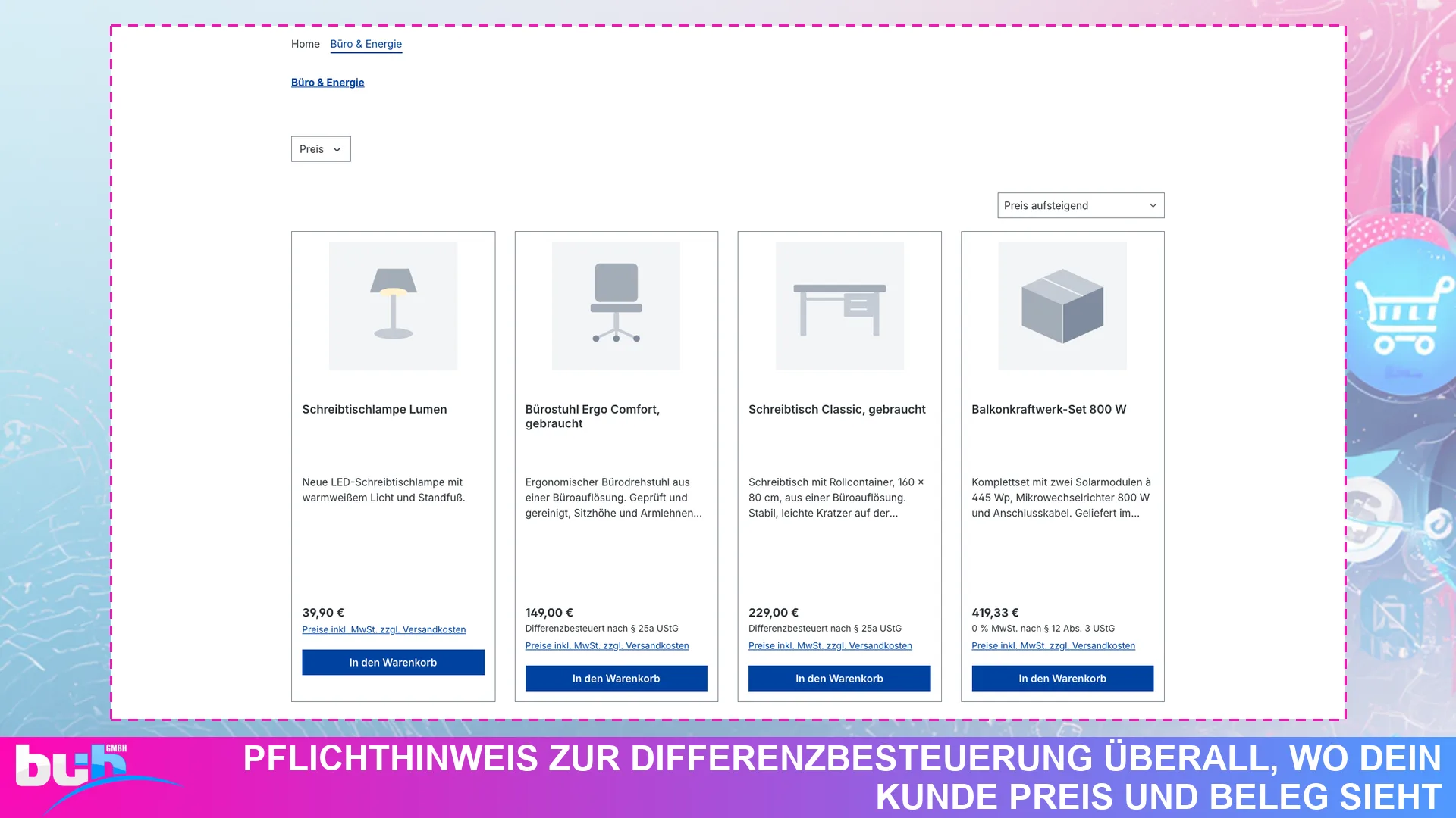 Differenzbesteuerung § 25a und Photovoltaik 0% MwSt | Gebrauchtwaren und Solar. Screenshot 2