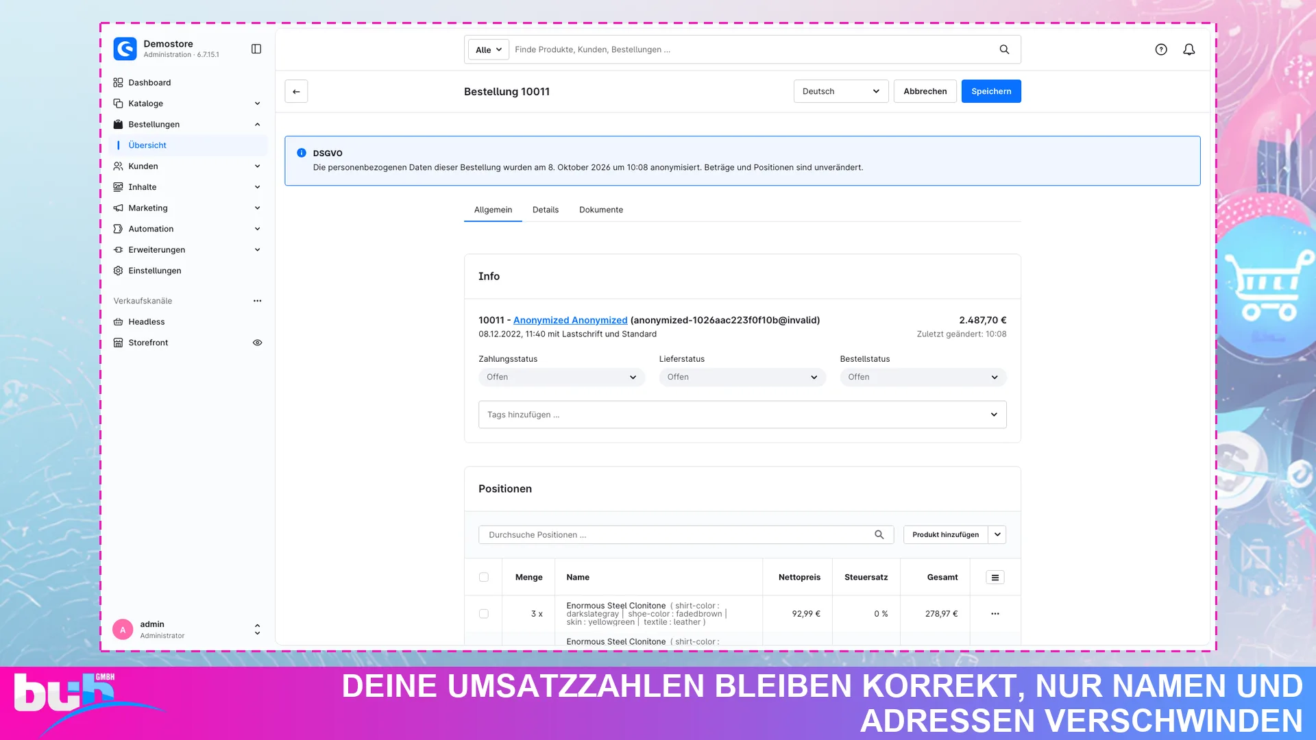 DSGVO Suite Datenschutz Anonymisierung | Kundendaten nach Frist löschen. Screenshot 14