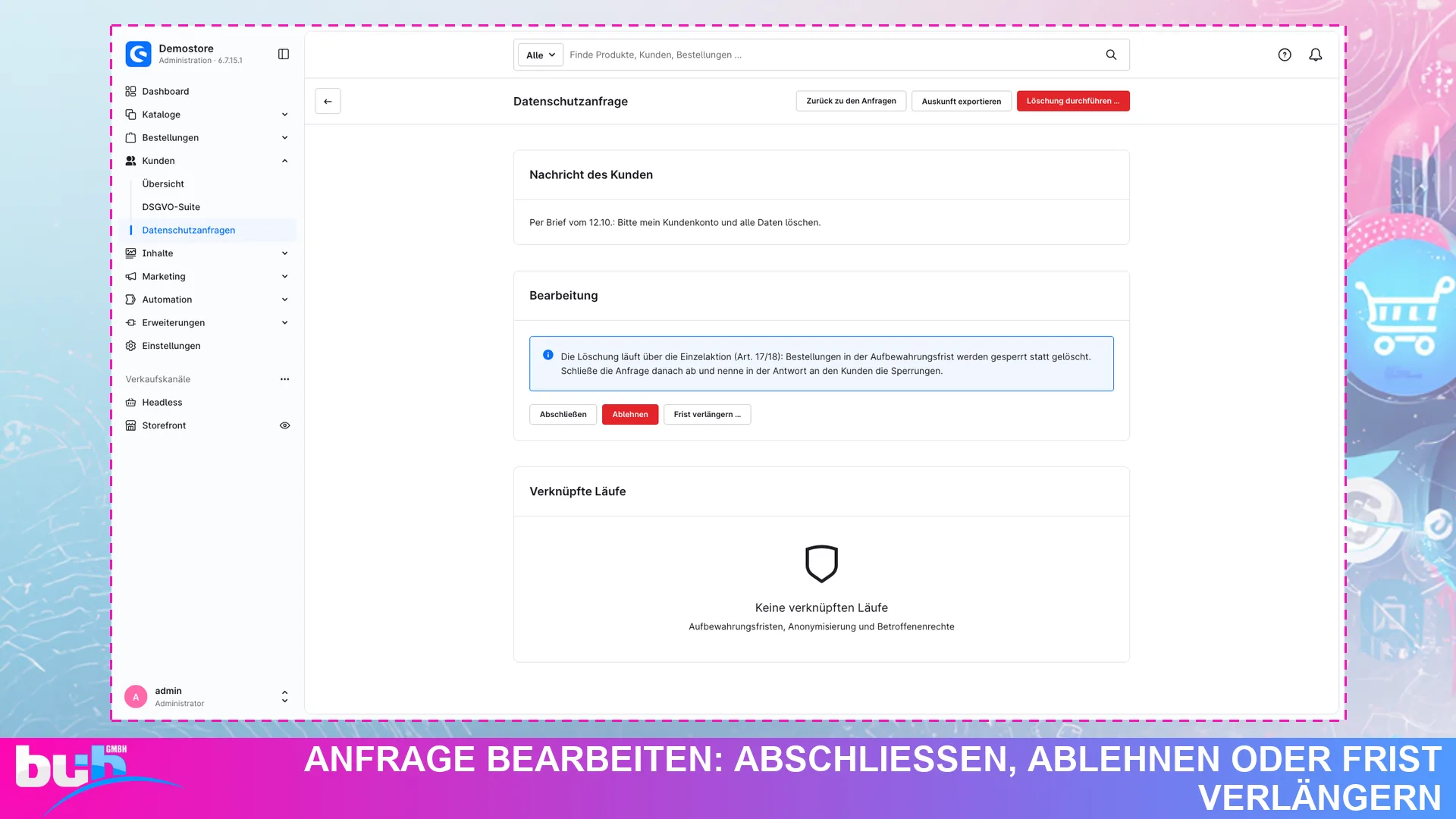 DSGVO Suite Datenschutz Anonymisierung | Kundendaten nach Frist löschen. Screenshot 17