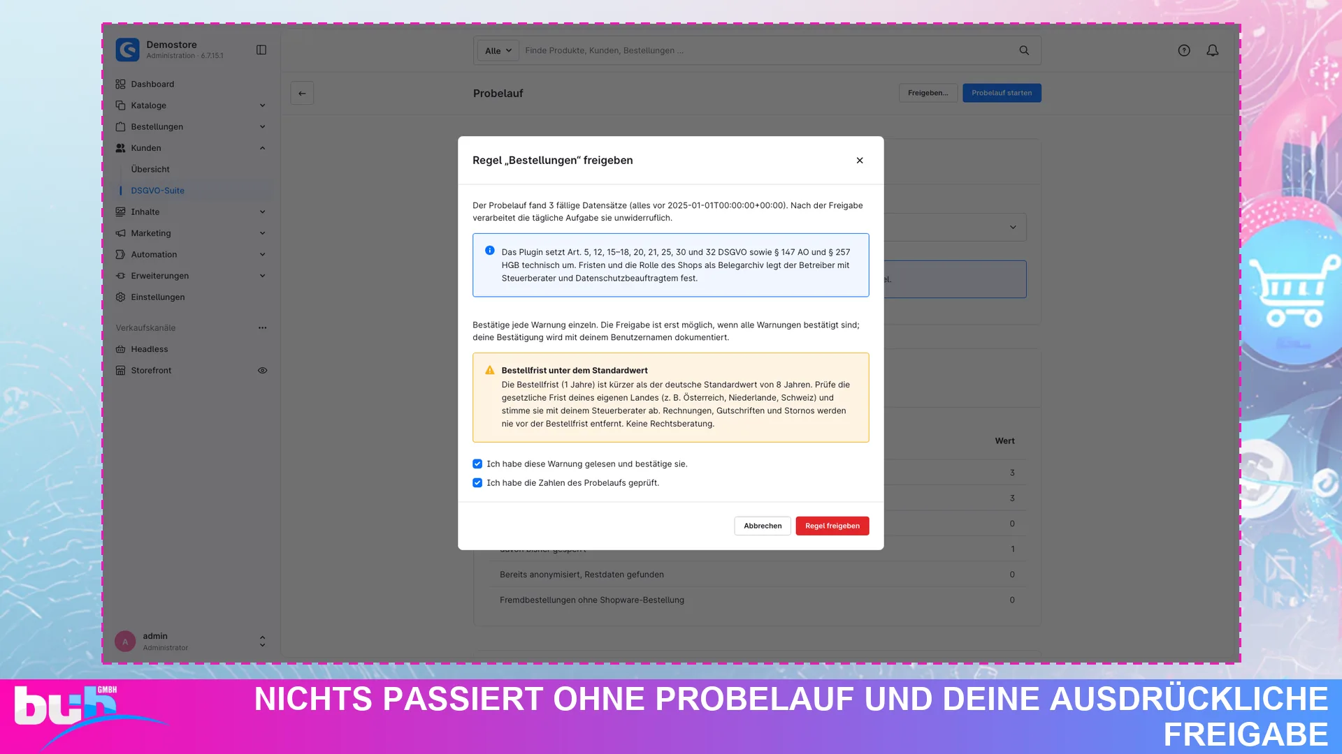 DSGVO Suite Datenschutz Anonymisierung | Kundendaten nach Frist löschen. Screenshot 6