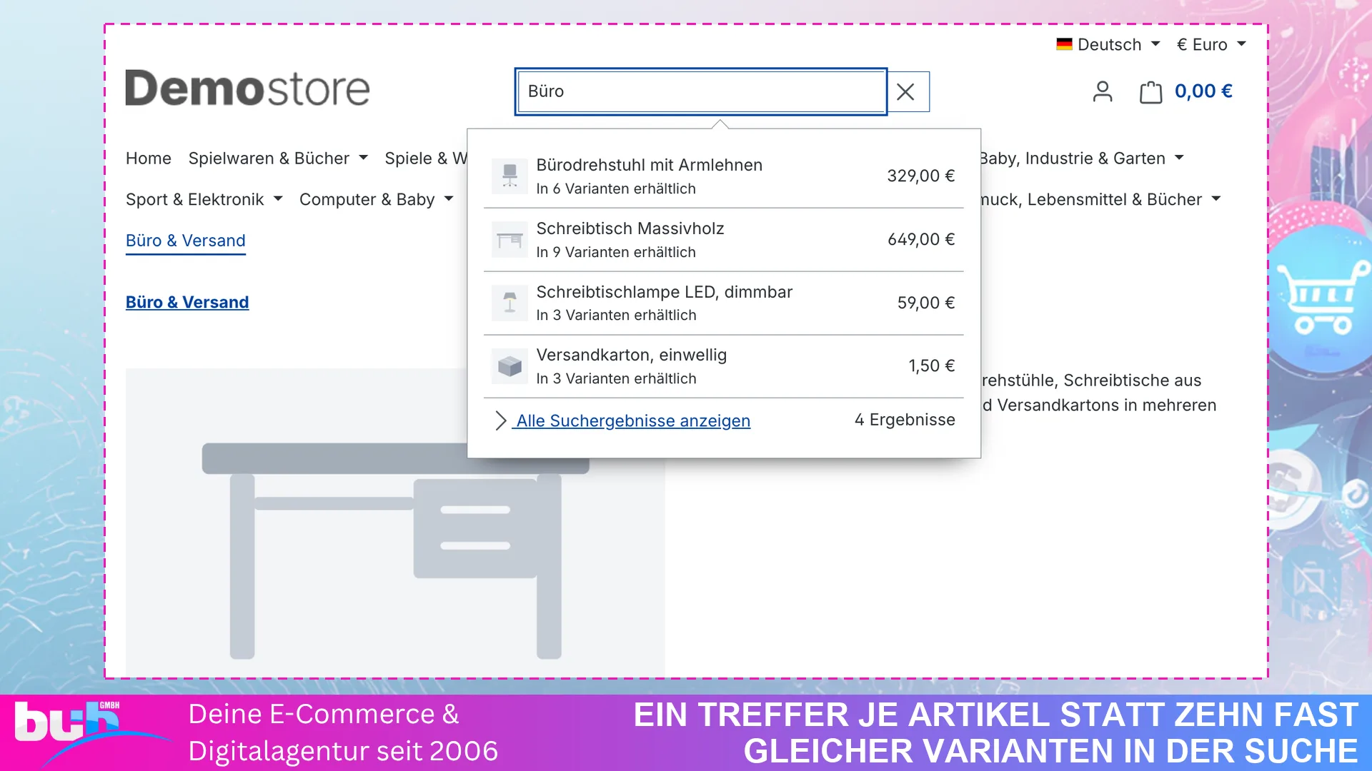Variantensuche Hauptartikel | Varianten in der Suche zusammenfassen. Screenshot 2