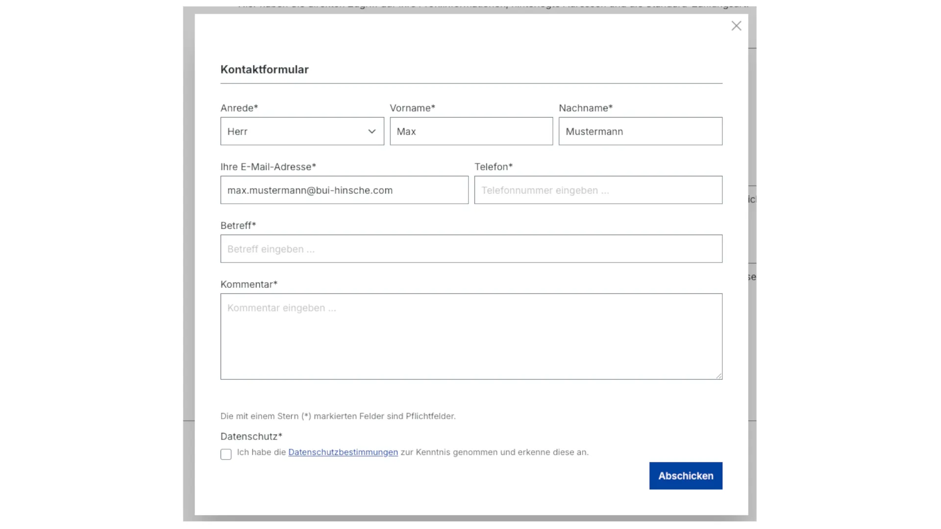 Kontaktformular automatisch vorausfüllen – Screenshot 2