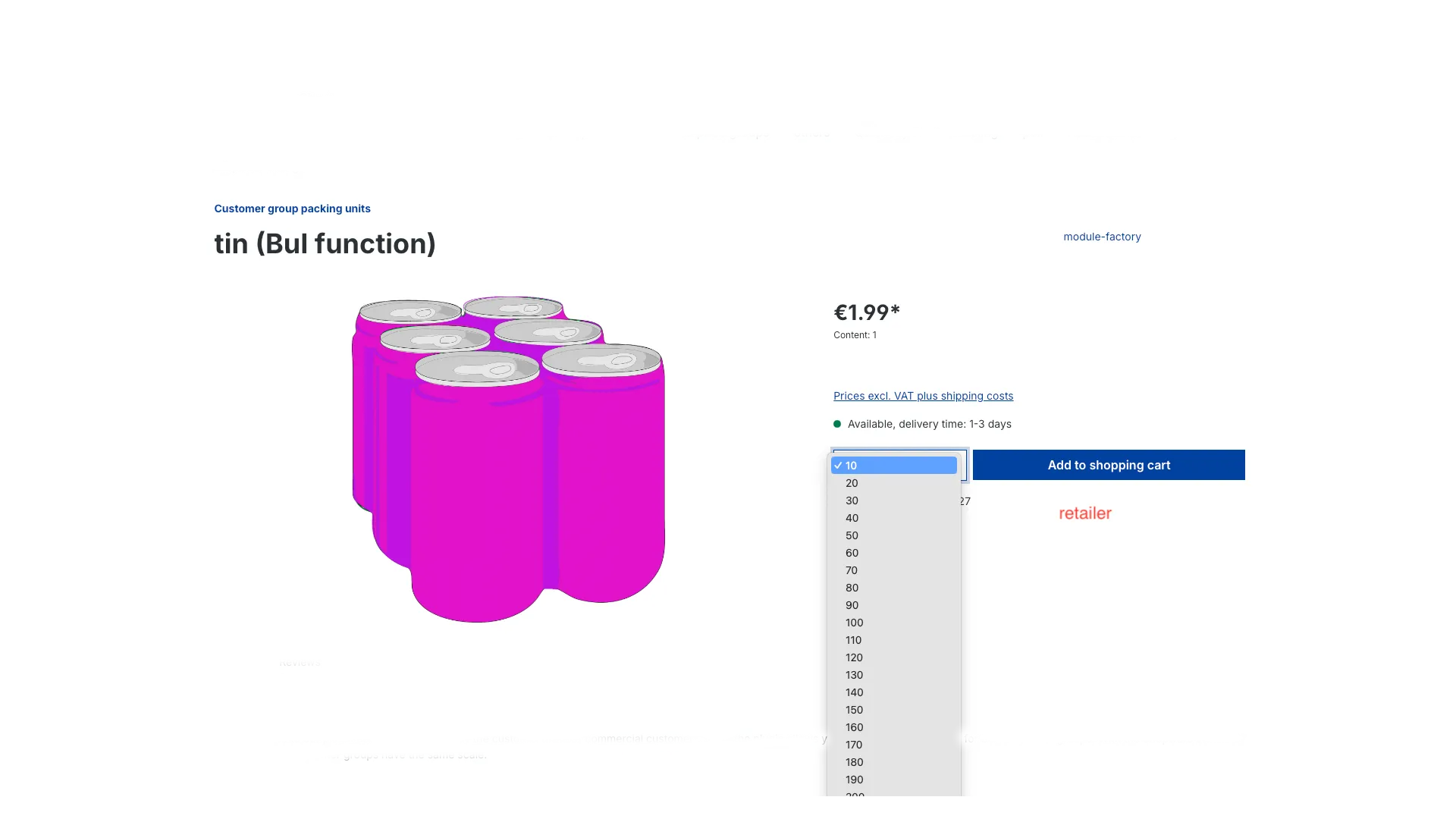 Kundengruppenabhängige Verpackungseinheiten – Screenshot 2