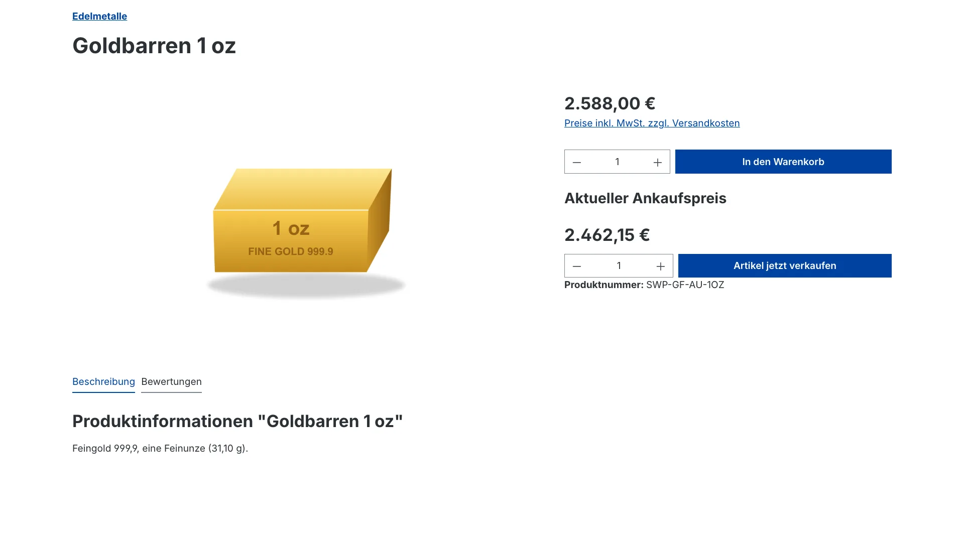 Rohstoffberechnung Kursimport GoldFeed | Kurse automatisch importieren. Screenshot 1